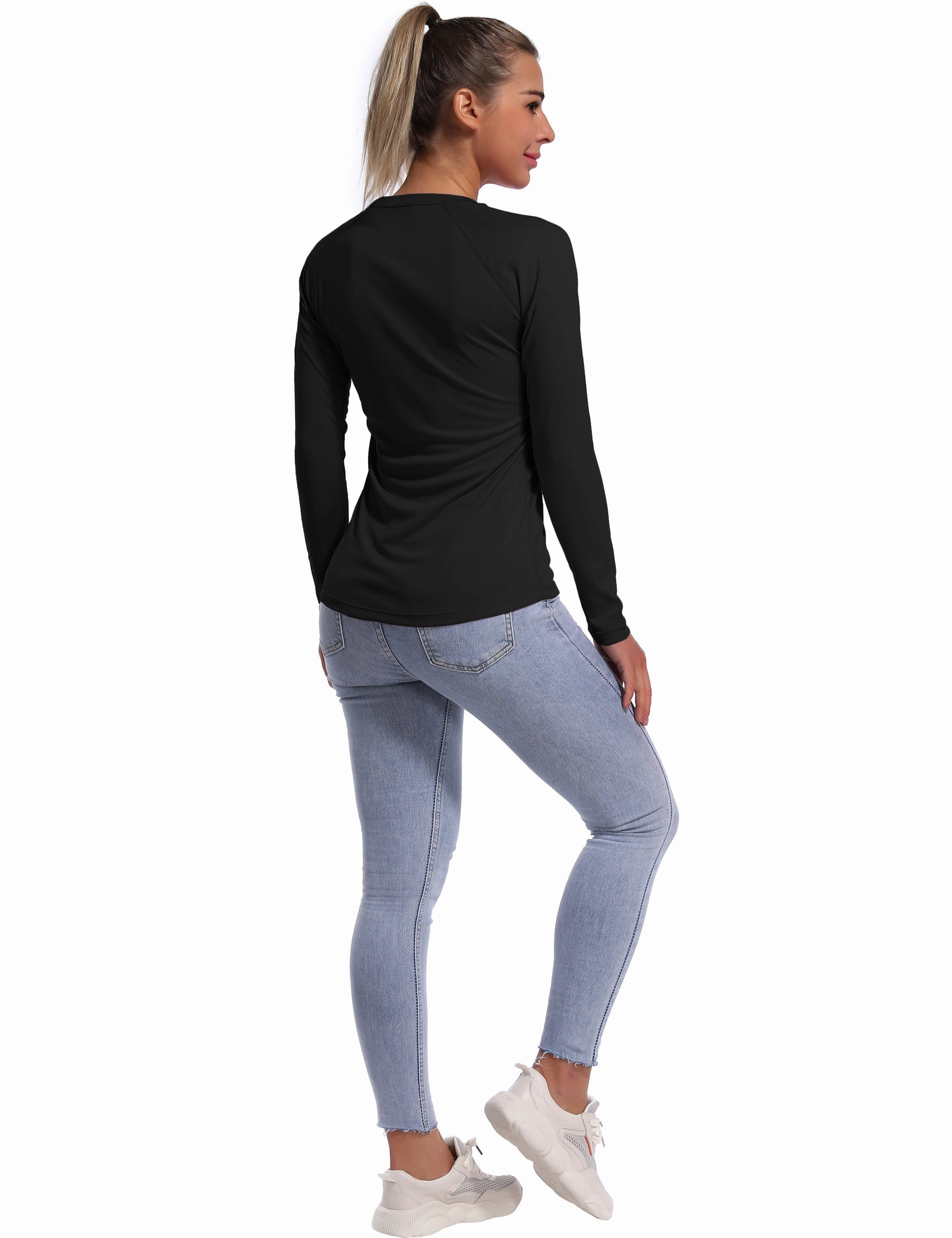 Long Sleeve Athletic Shirts black_Plus Size
