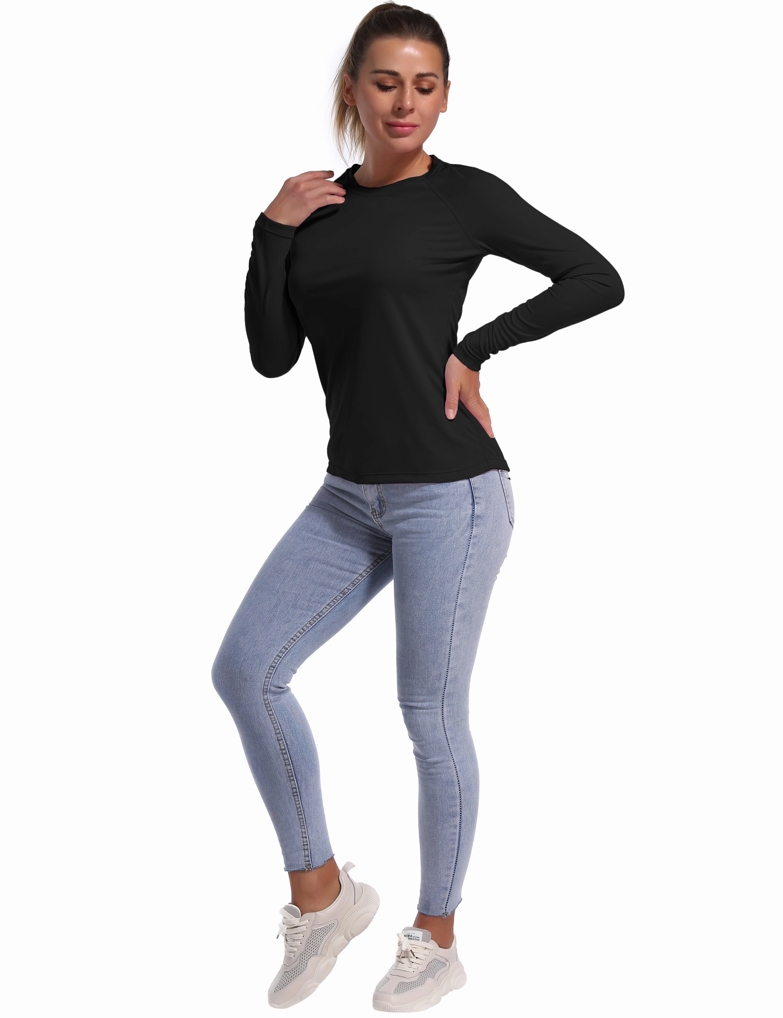 Long Sleeve Athletic Shirts black_Tall Size