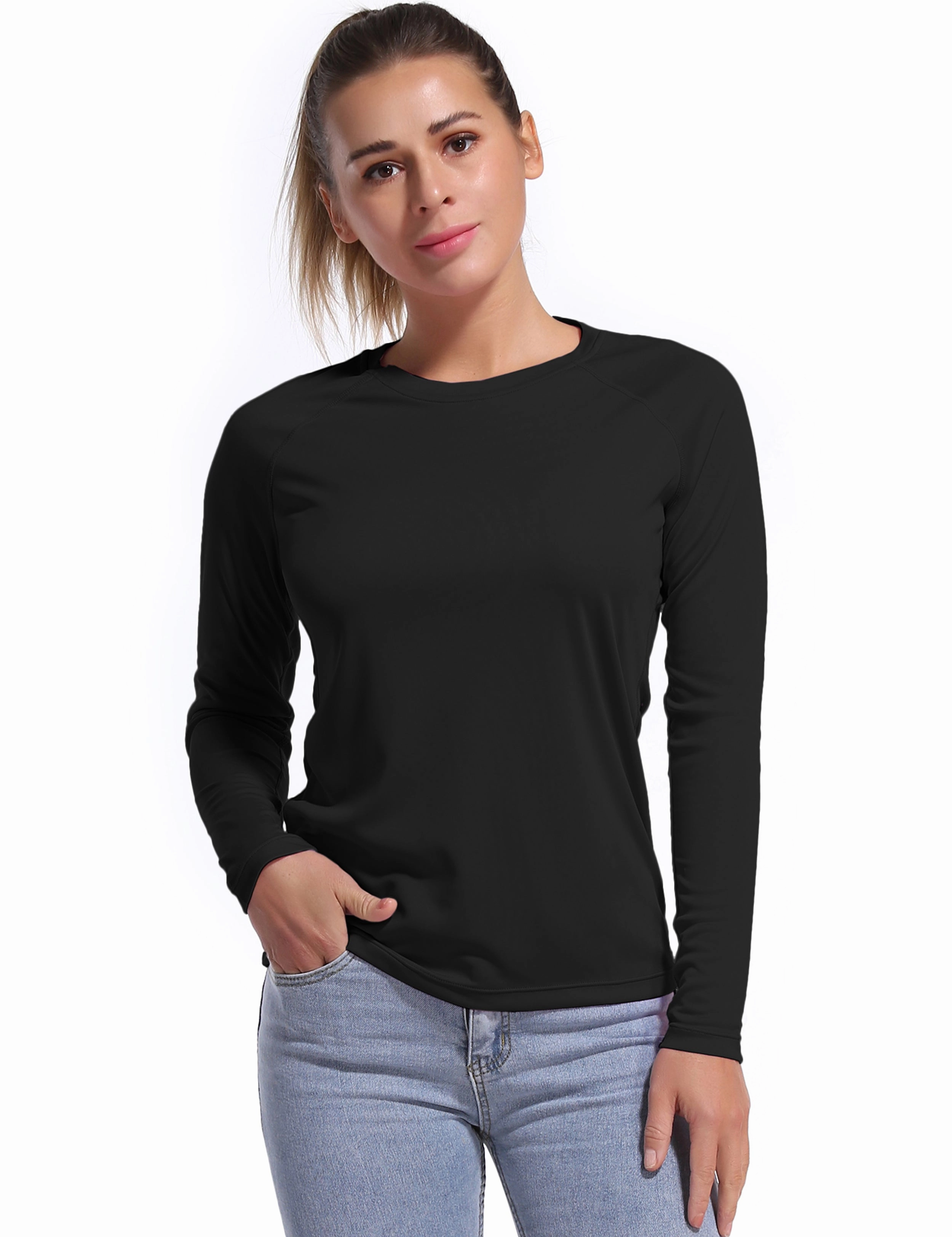 Long Sleeve Athletic Shirts black_Tall Size