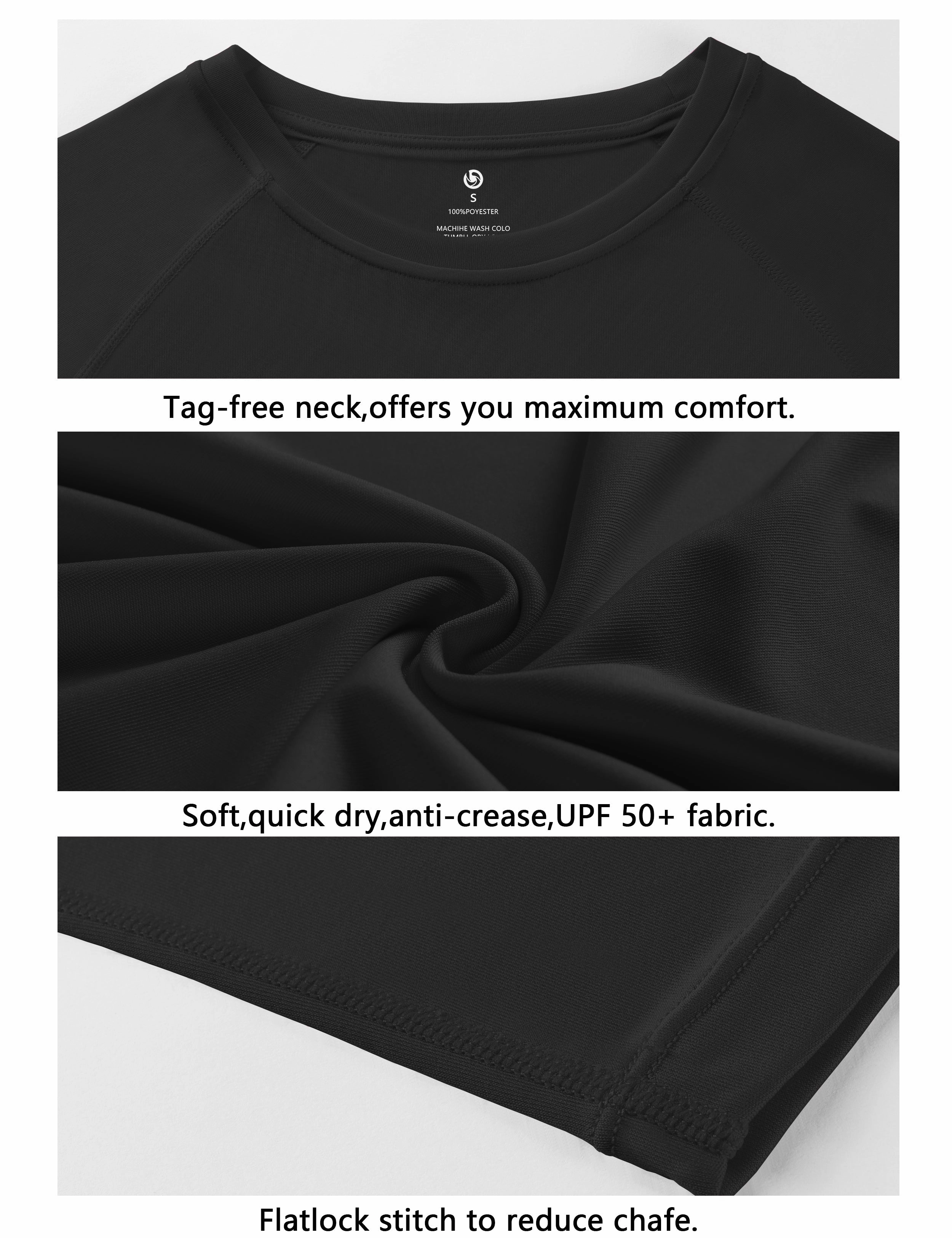 Long Sleeve Athletic Shirts black_Tall Size