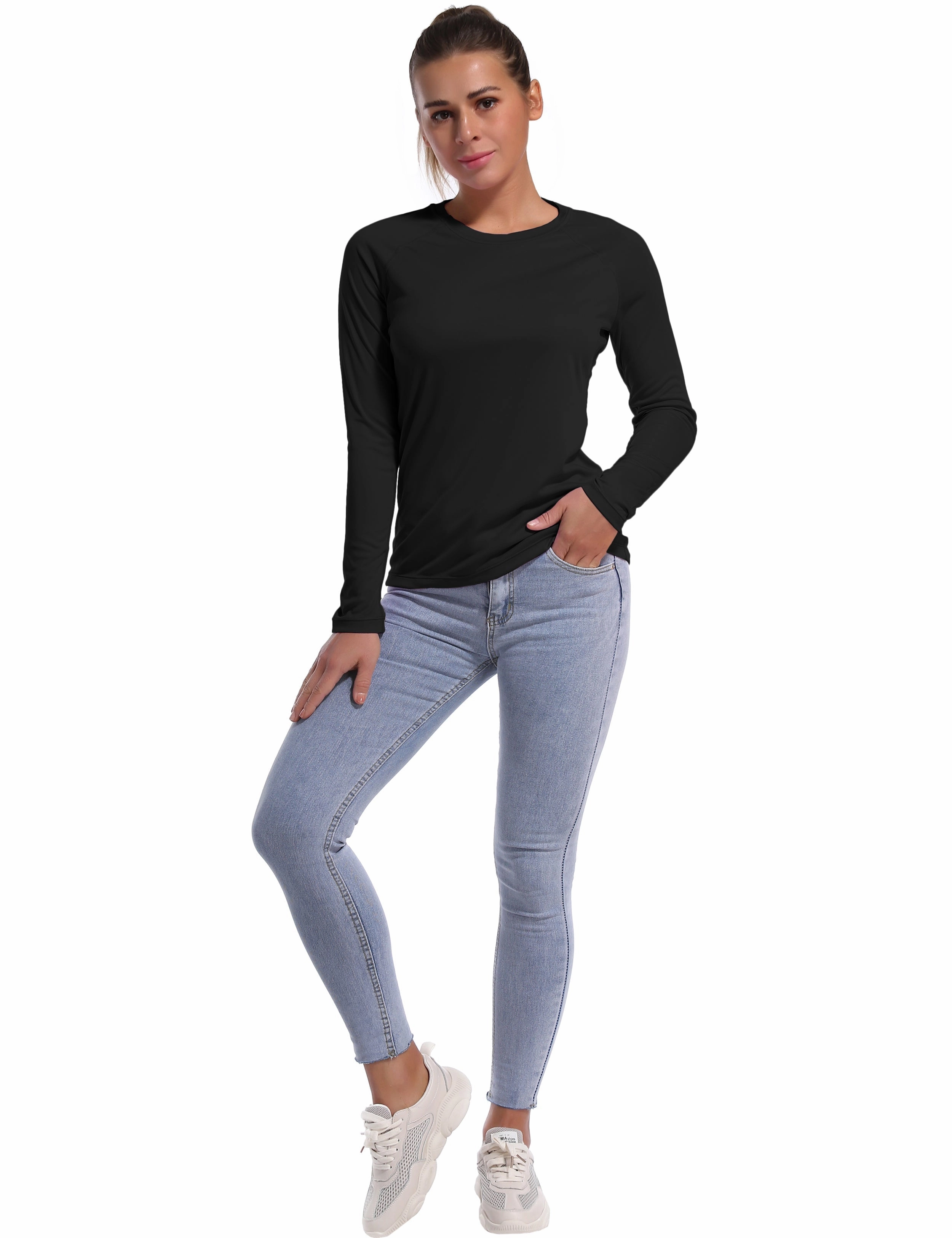 Long Sleeve Athletic Shirts black_Tall Size