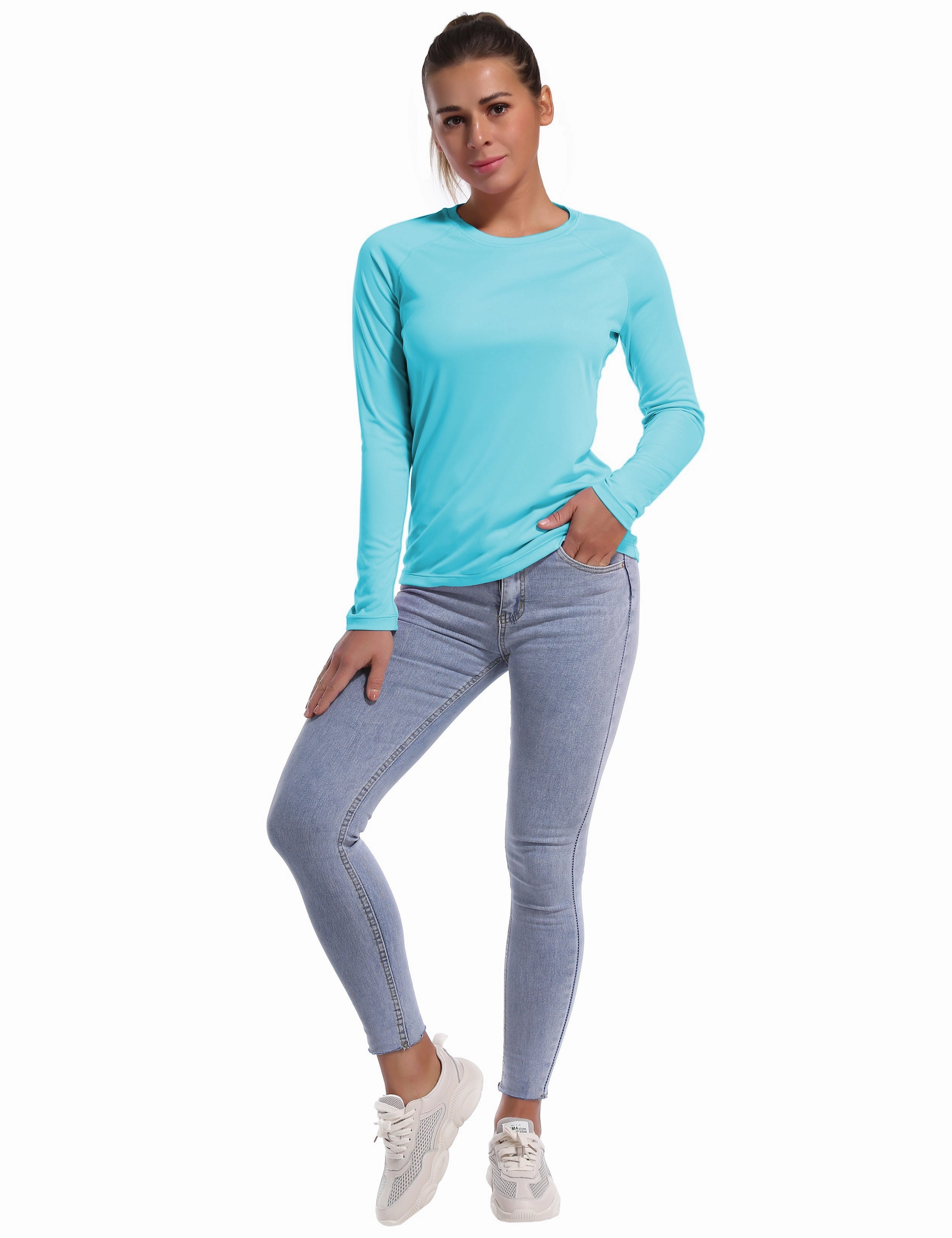 Long Sleeve Athletic Shirts blue_Jogging