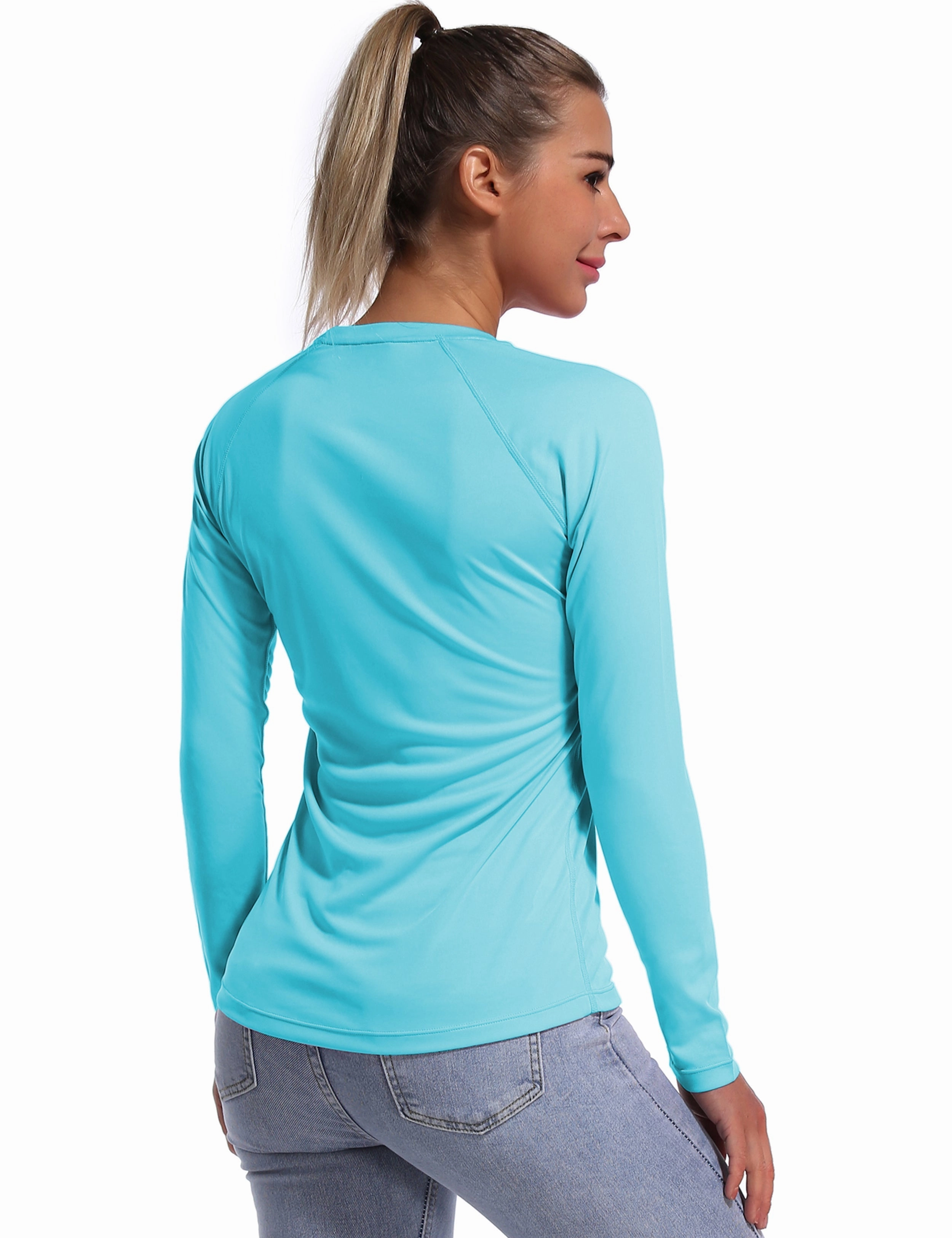 Long Sleeve Athletic Shirts blue_Plus Size