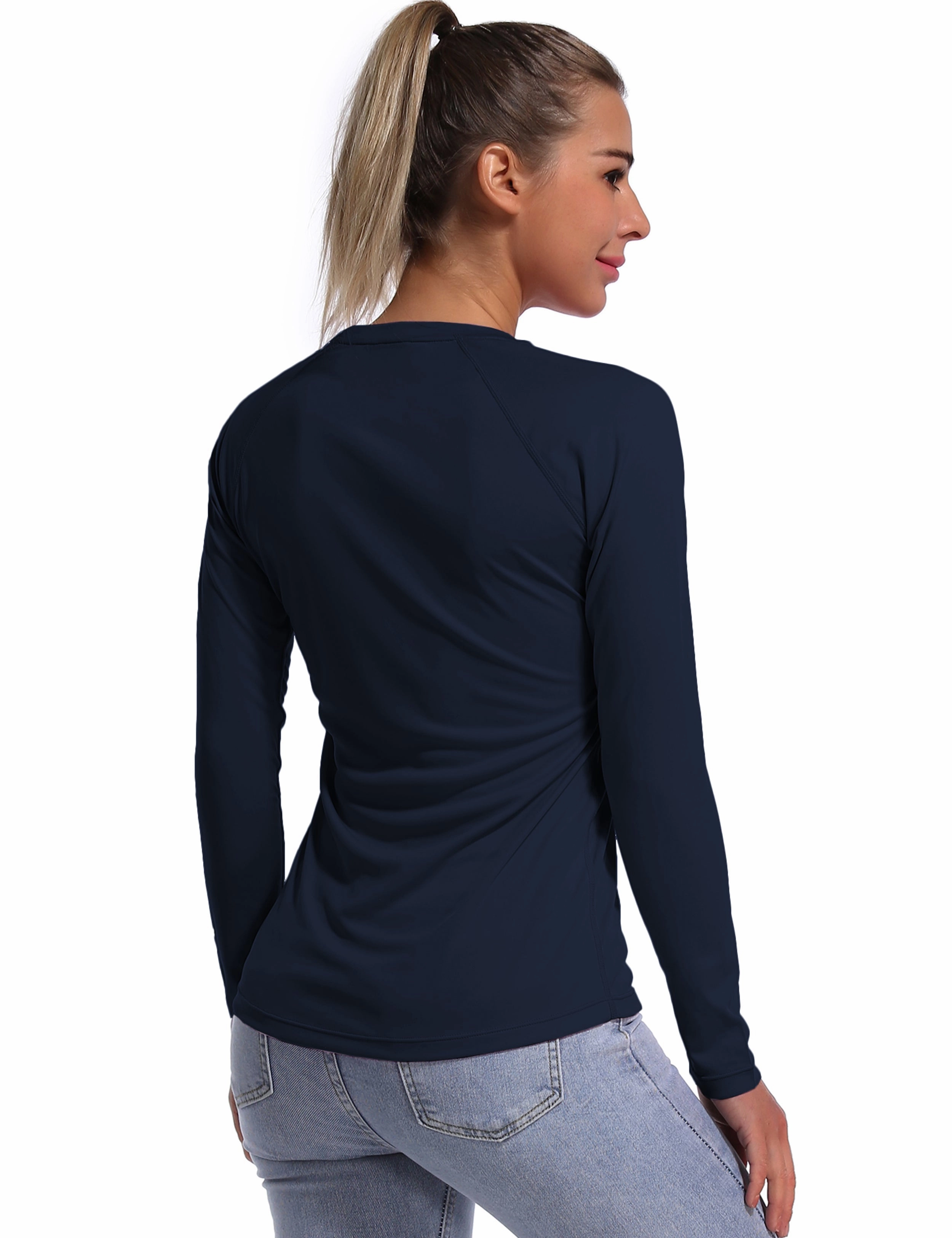 Long Sleeve Athletic Shirts darknavy_Jogging