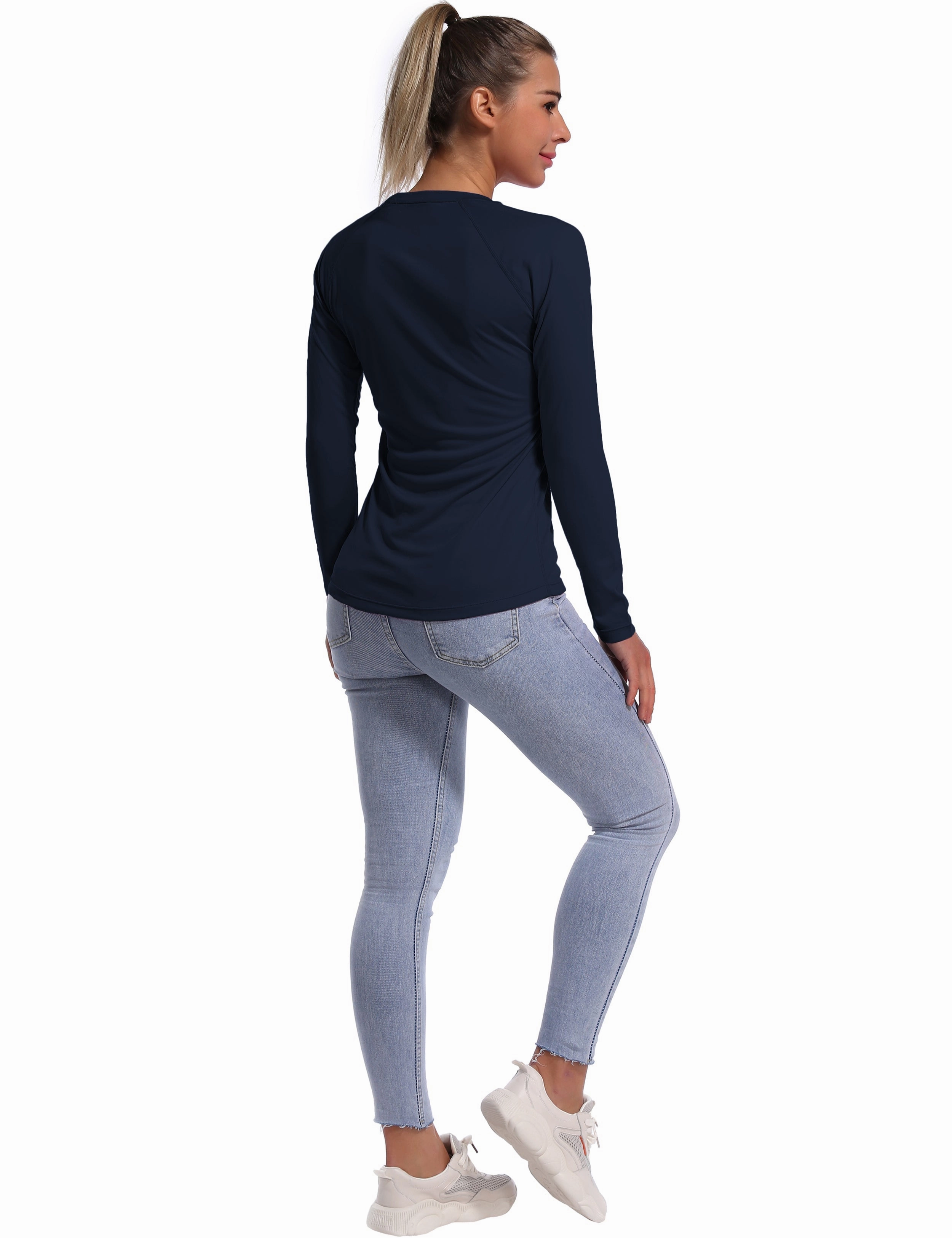 Long Sleeve Athletic Shirts darknavy_Jogging