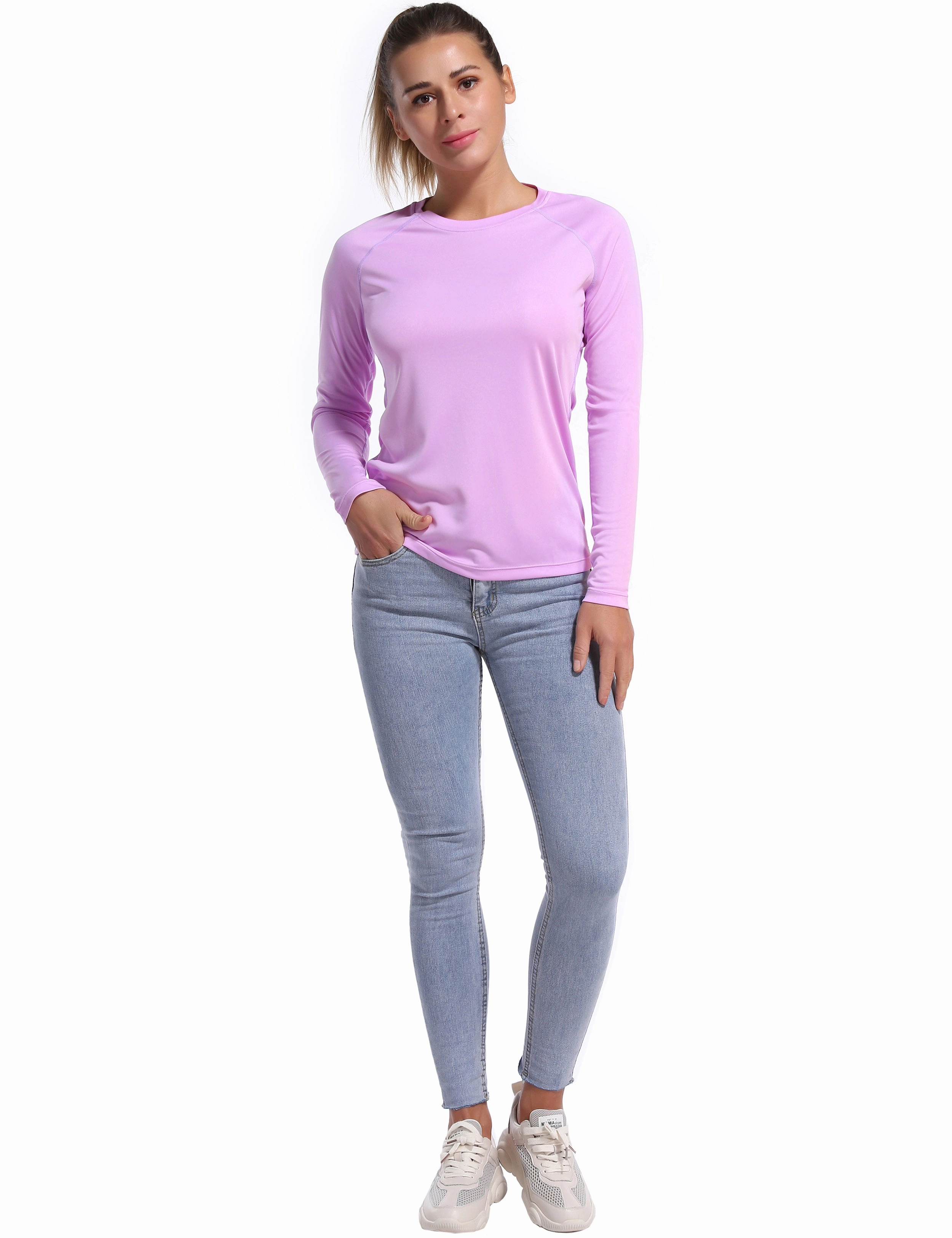 Long Sleeve Athletic Shirts purple_Plus Size