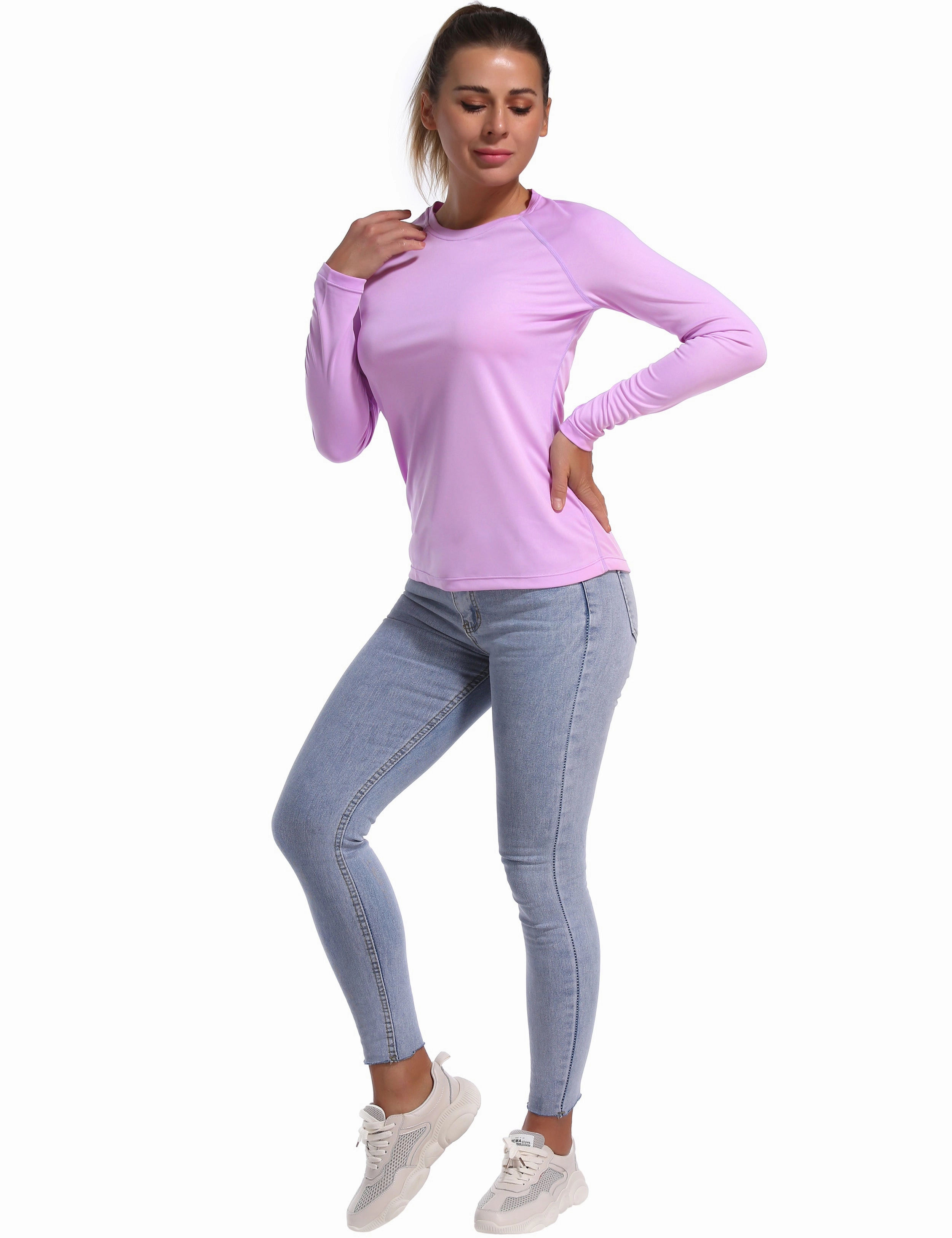 Long Sleeve Athletic Shirts purple_Plus Size