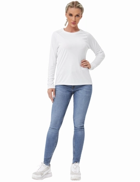 Long Sleeve Athletic Shirts white_Plus Size