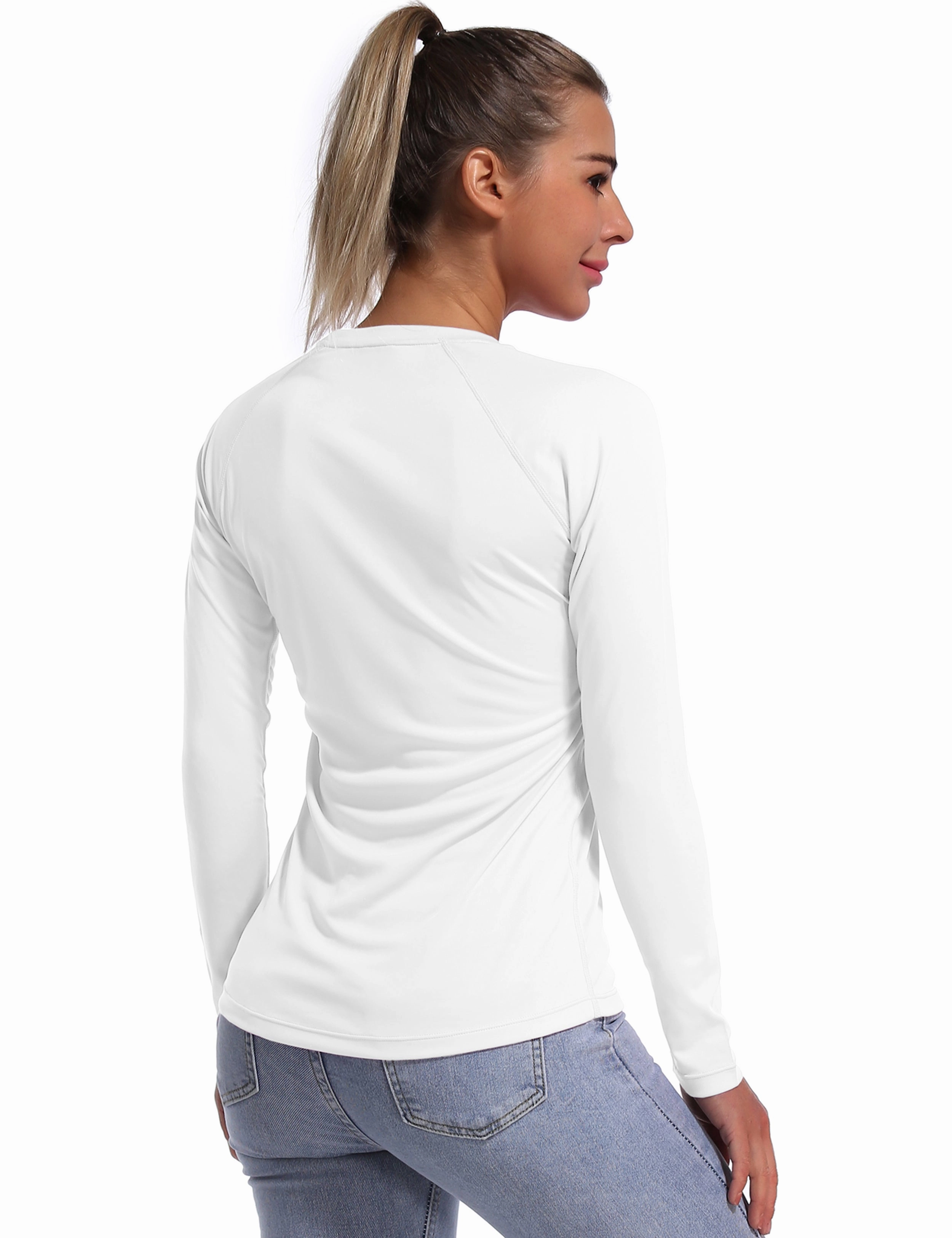 Long Sleeve Athletic Shirts white_Plus Size