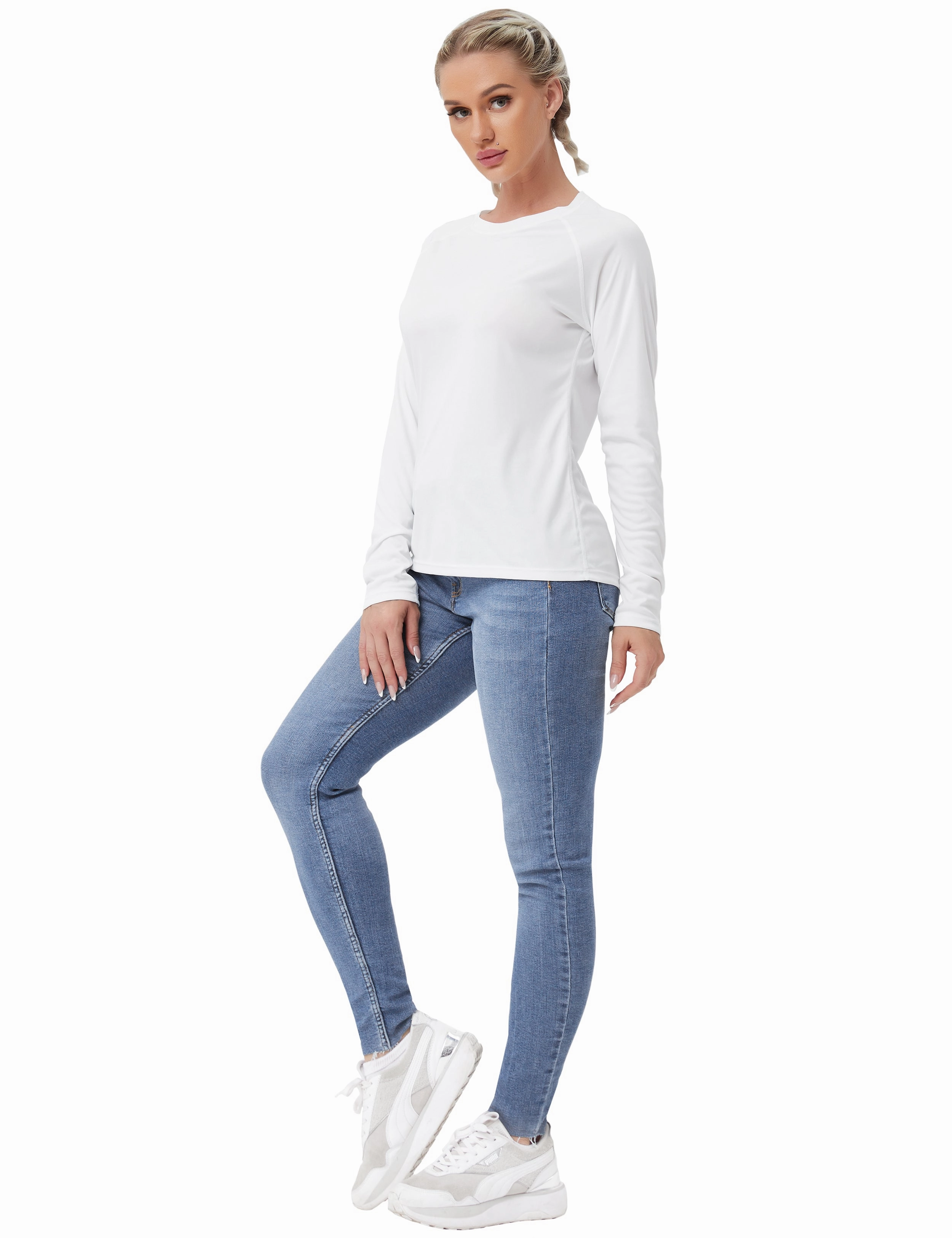 Long Sleeve Athletic Shirts white_Tall Size