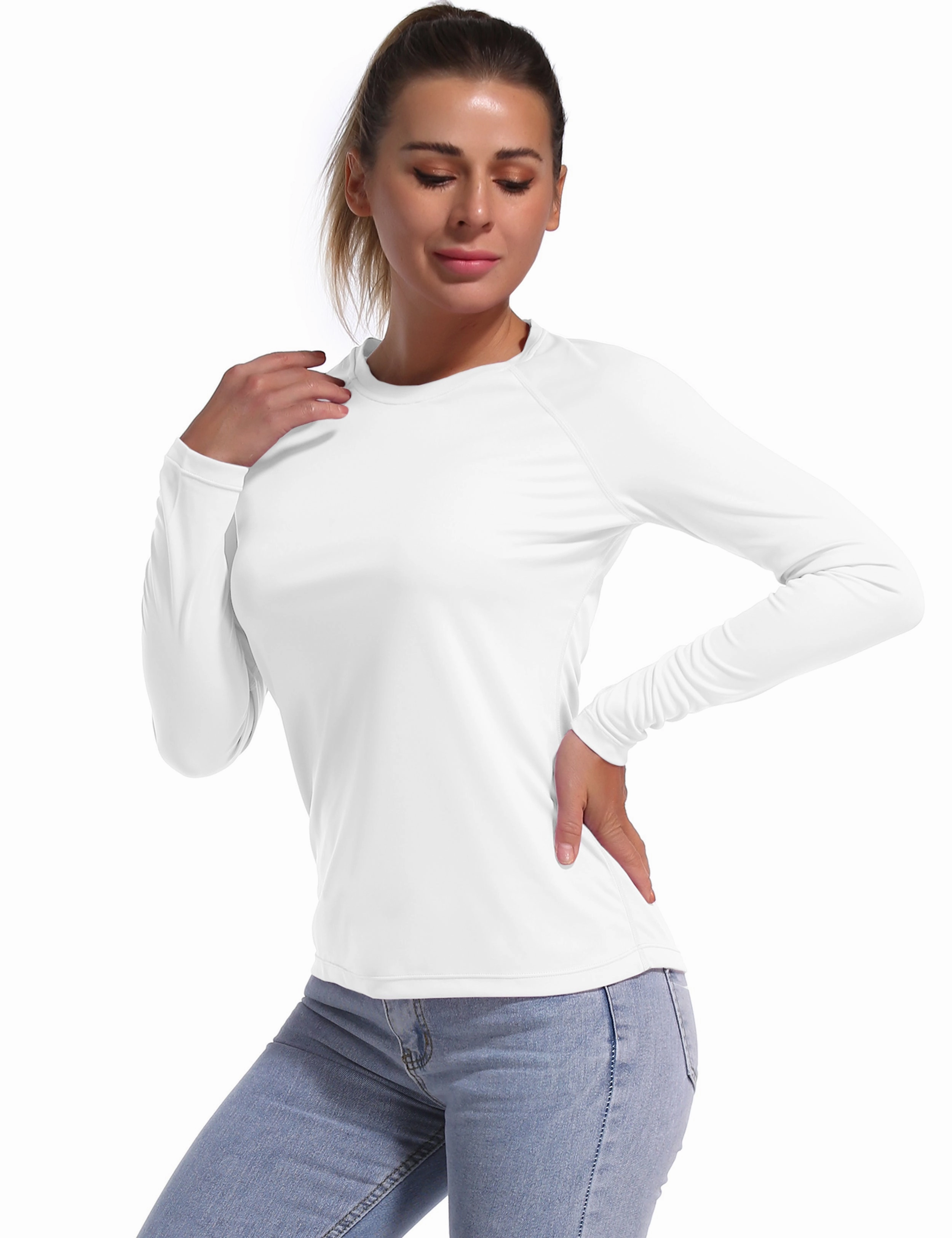 Long Sleeve Athletic Shirts white_Tall Size