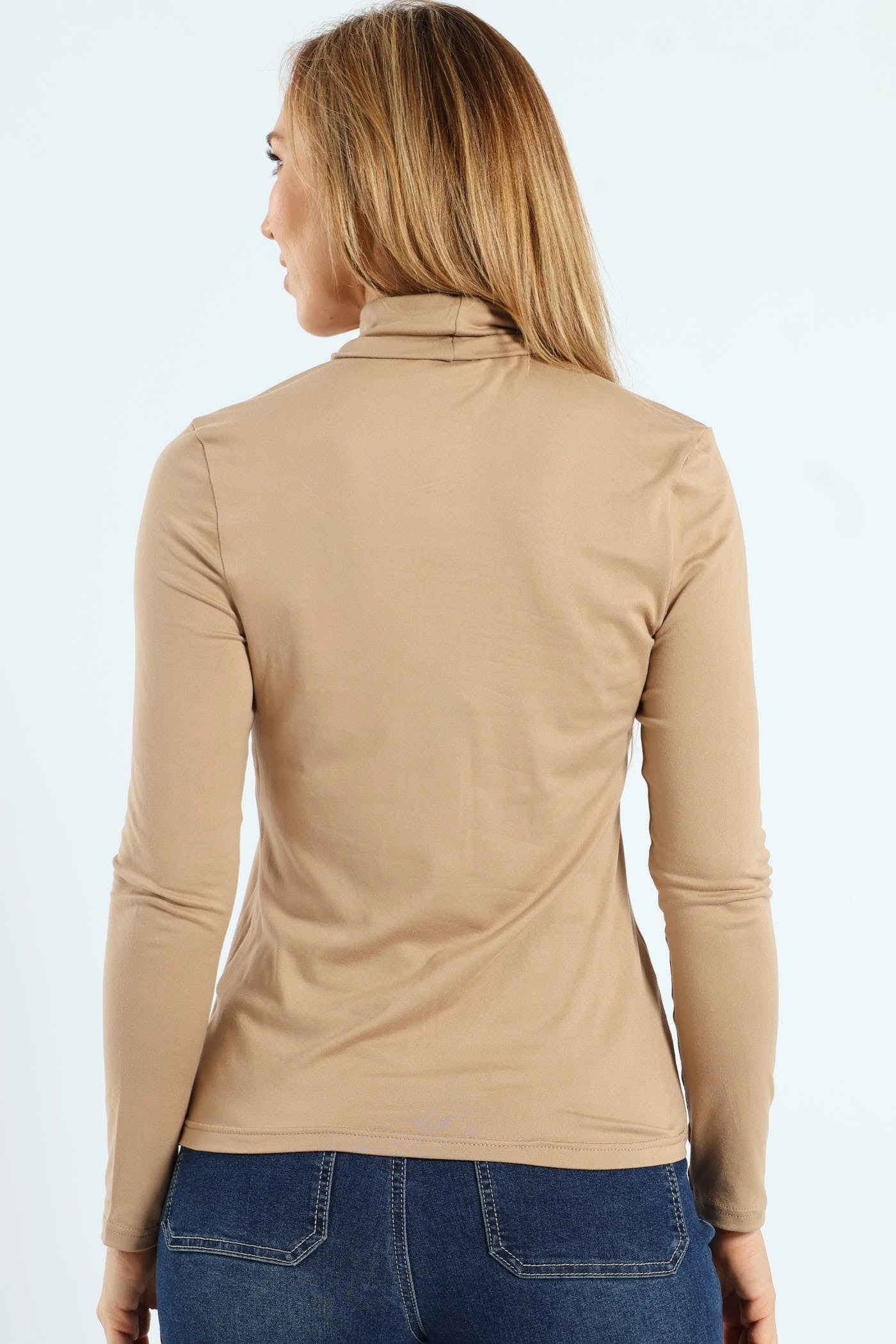 Long Sleeve Basic Poloneck - Dark Beige