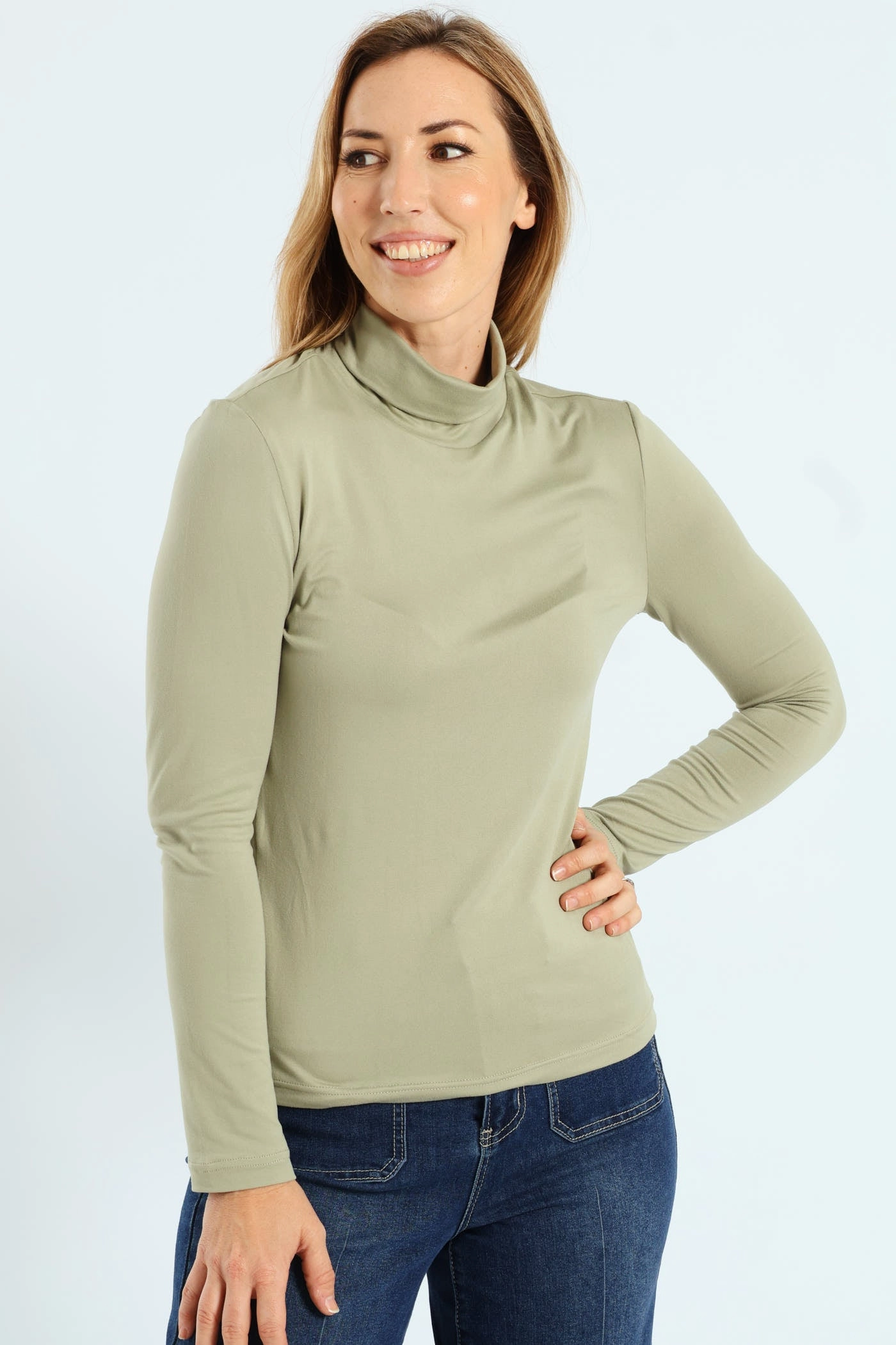 Long Sleeve Basic Poloneck - Pastel Green