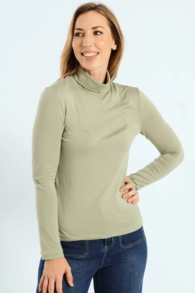 Long Sleeve Basic Poloneck - Pastel Green