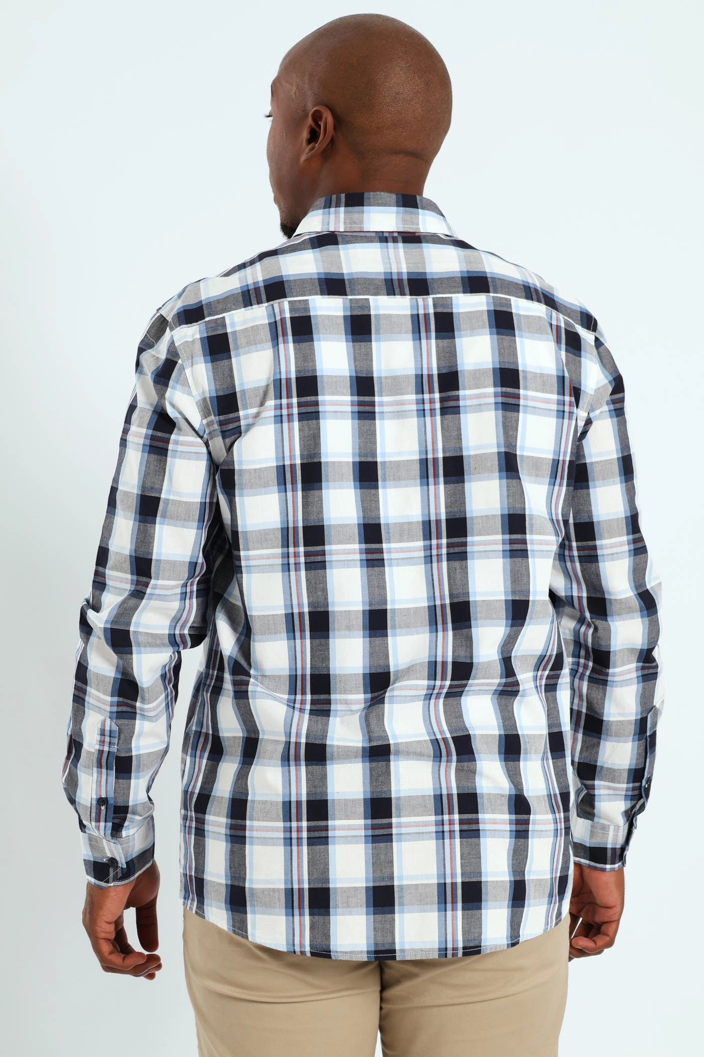 Long Sleeve Check Shirt - White/Navy/Ochre