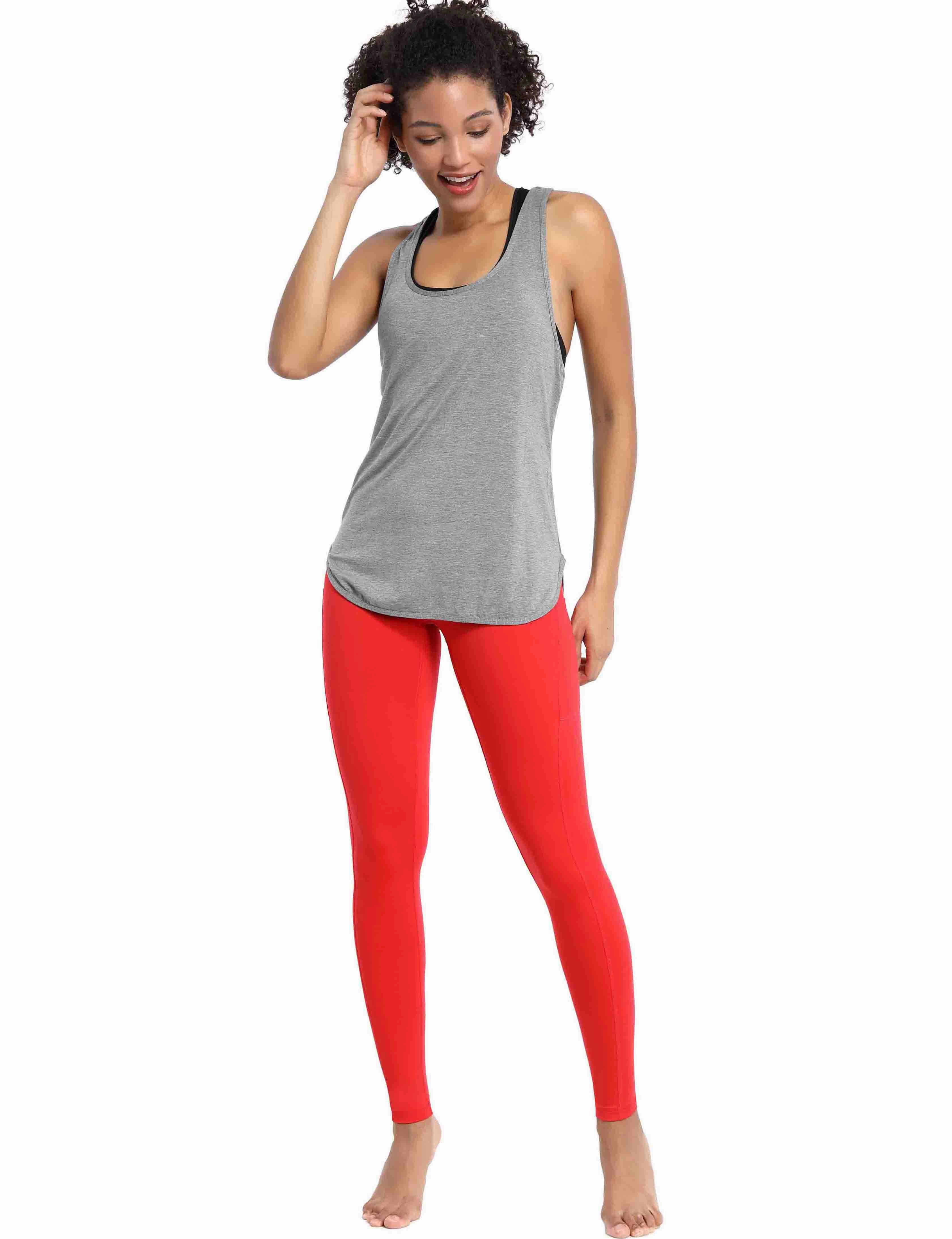Loose Fit Racerback Tank Top heathergray_Golf