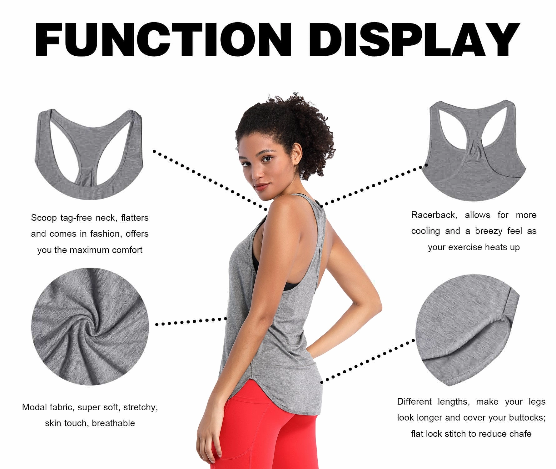 Loose Fit Racerback Tank Top heathergray_Golf