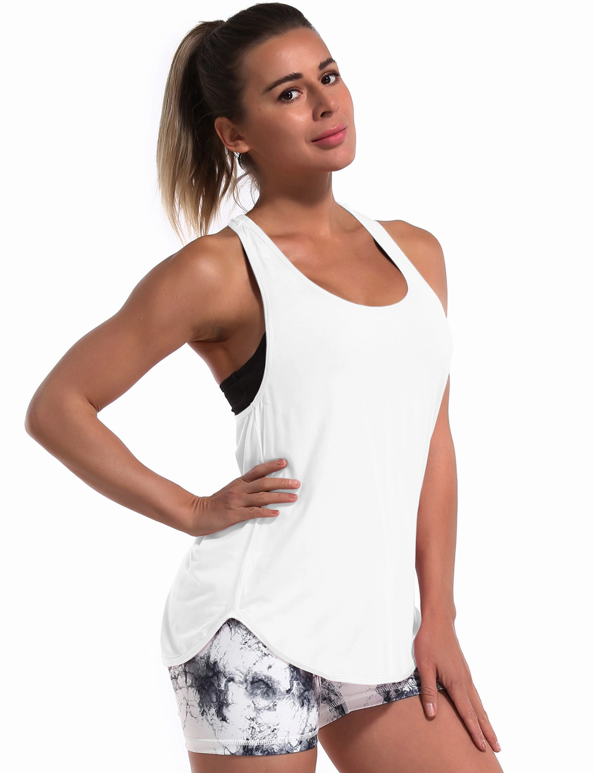 Loose Fit Racerback Tank Top white_Golf