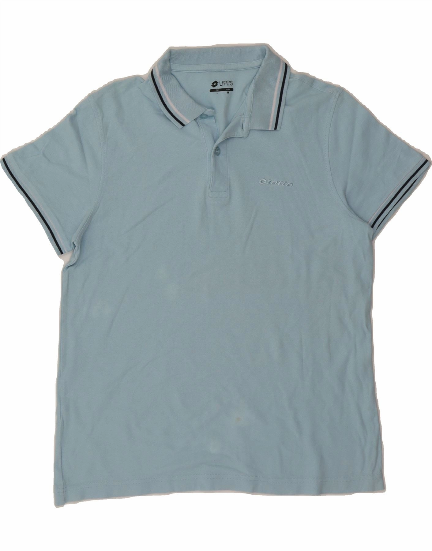 LOTTO Mens Polo Shirt Large Blue Cotton