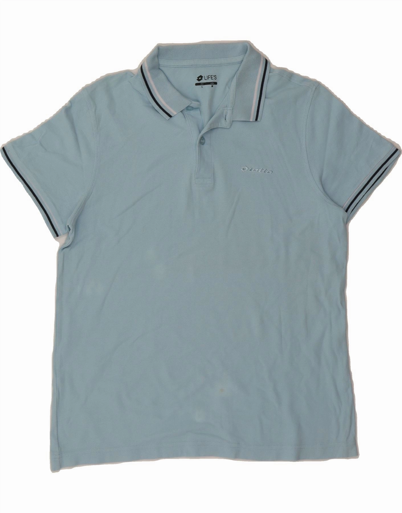 LOTTO Mens Polo Shirt Large Blue Cotton