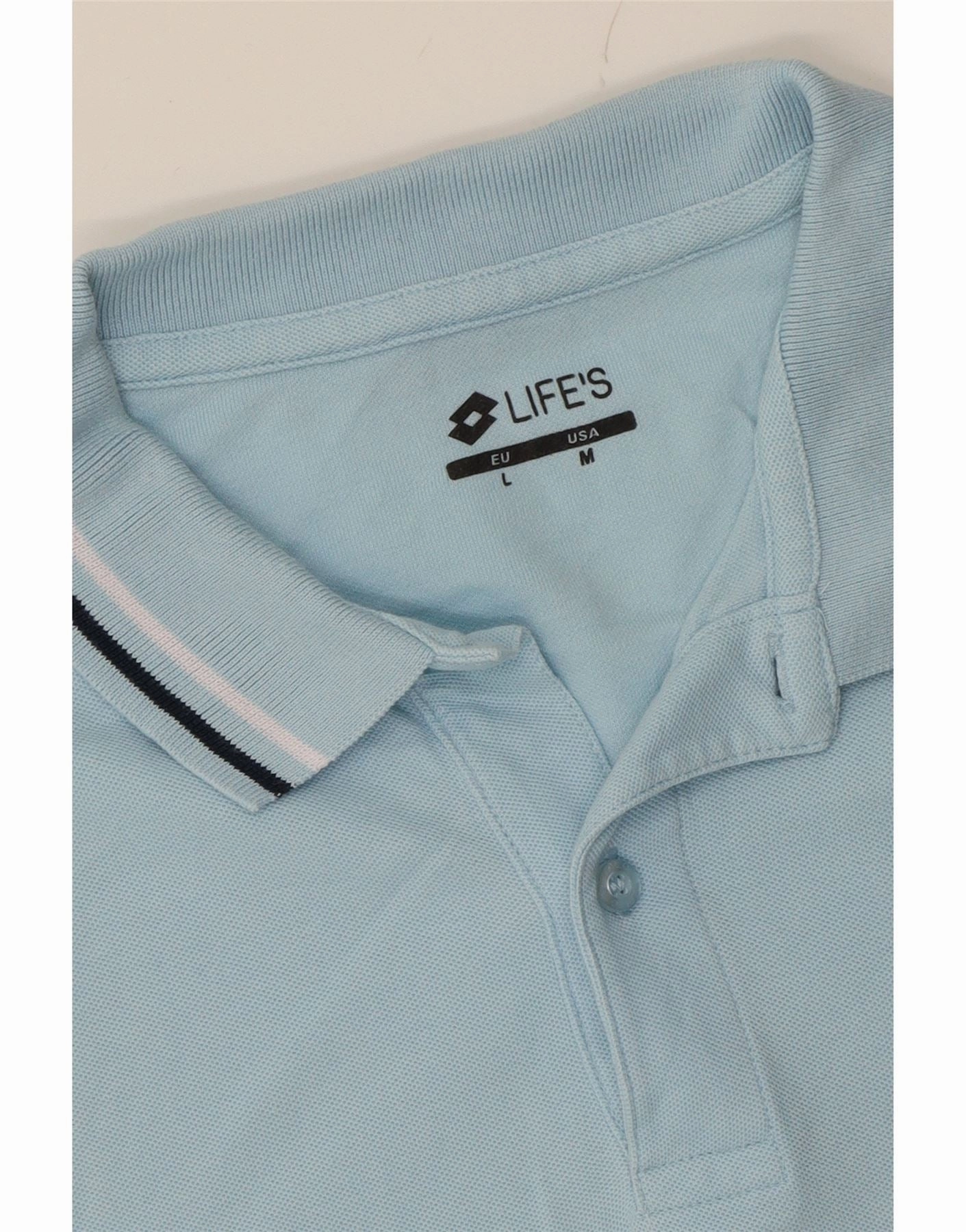 LOTTO Mens Polo Shirt Large Blue Cotton