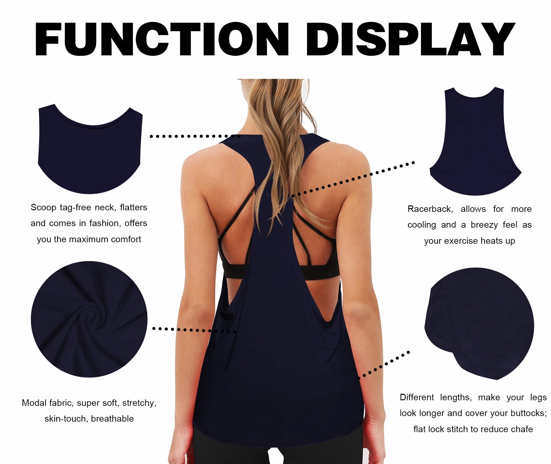Low Cut Loose Fit Tank Top darknavy_Golf