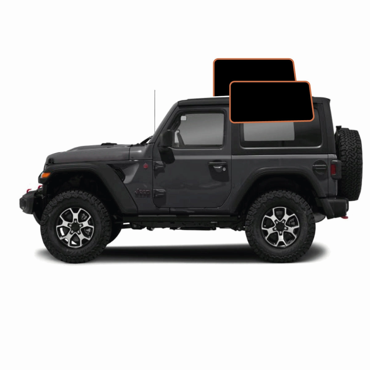MotoShield Pro Premium Professional 2mil Precut Ceramic Window Tint Film for 2011-2017 Jeep Wrangler 2 Door Hard Top — (Cargo Driver/Passenger 5%)   Lifetime Warranty