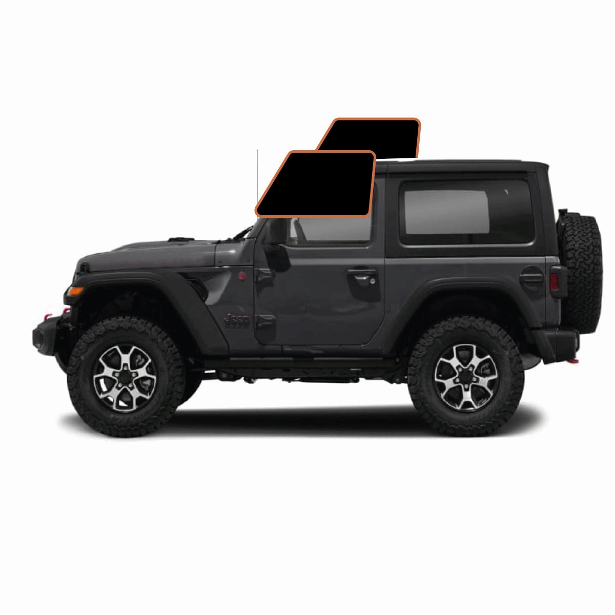 MotoShield Pro Premium Professional 2mil Precut Ceramic Window Tint Film for 2011-2017 Jeep Wrangler 2 Door Hard Top — (Front Driver/Passenger 25%)   Lifetime Warranty