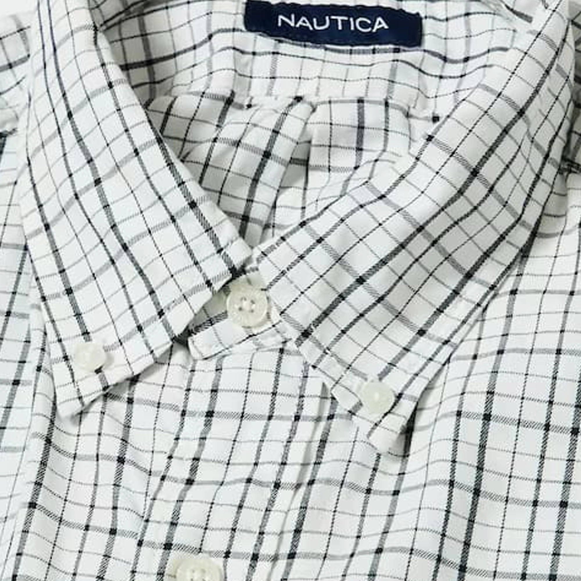 Nautica Japan Twill Tattersall L/S Shirts White