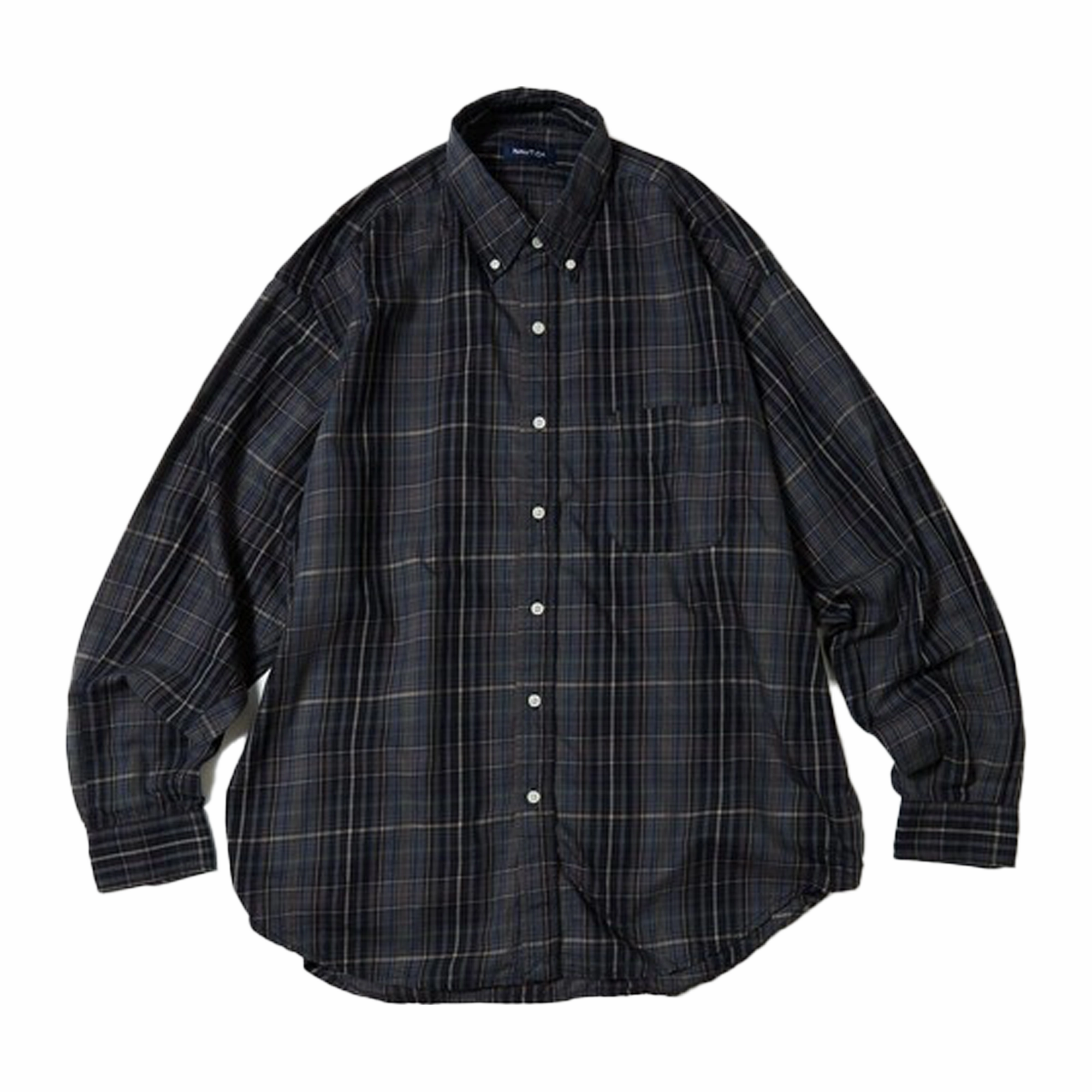 Nautica Japan Washed Twill Check Shirts Charcoal