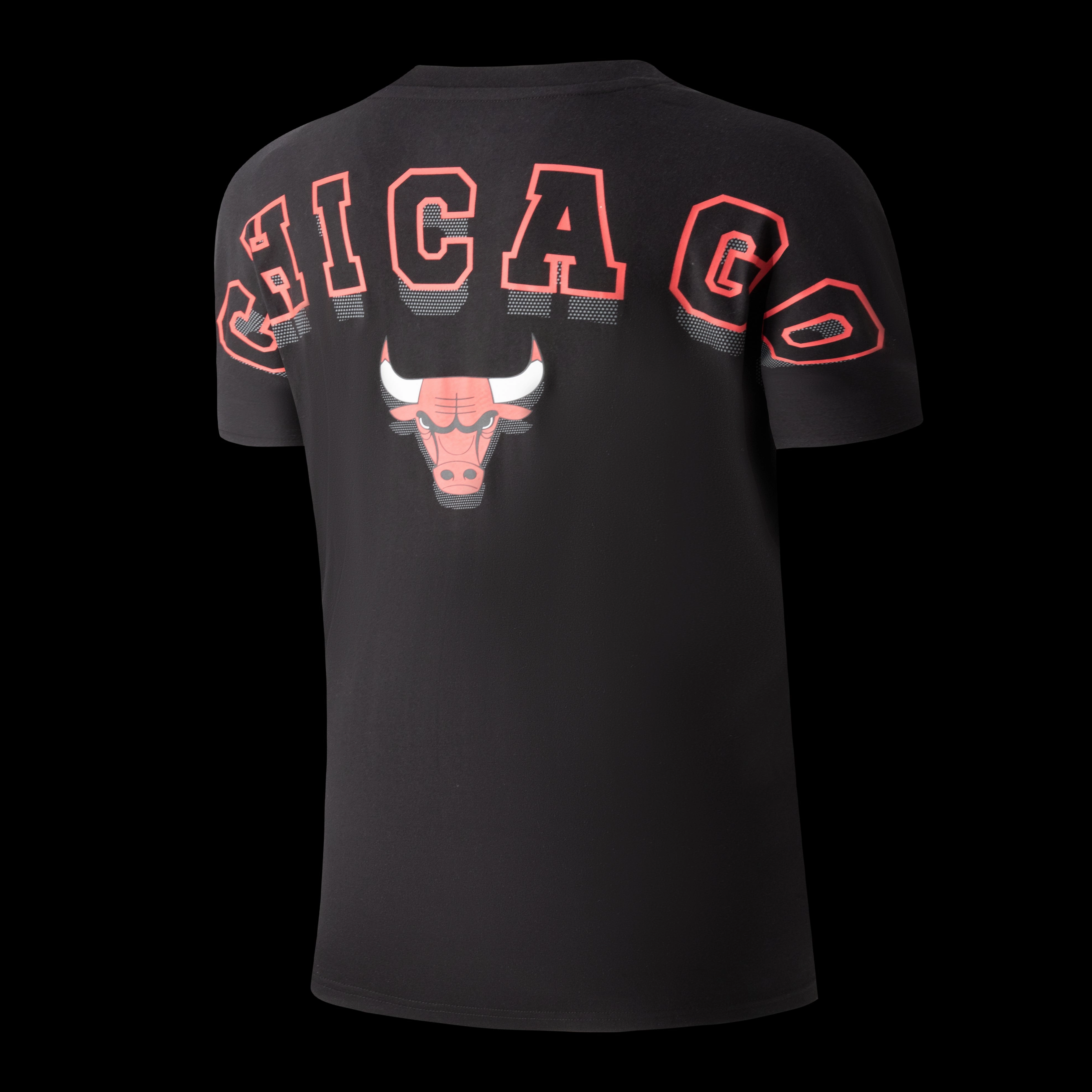 NBA Back Team Print Loose Fit Two Seam T-Shirt - Bulls