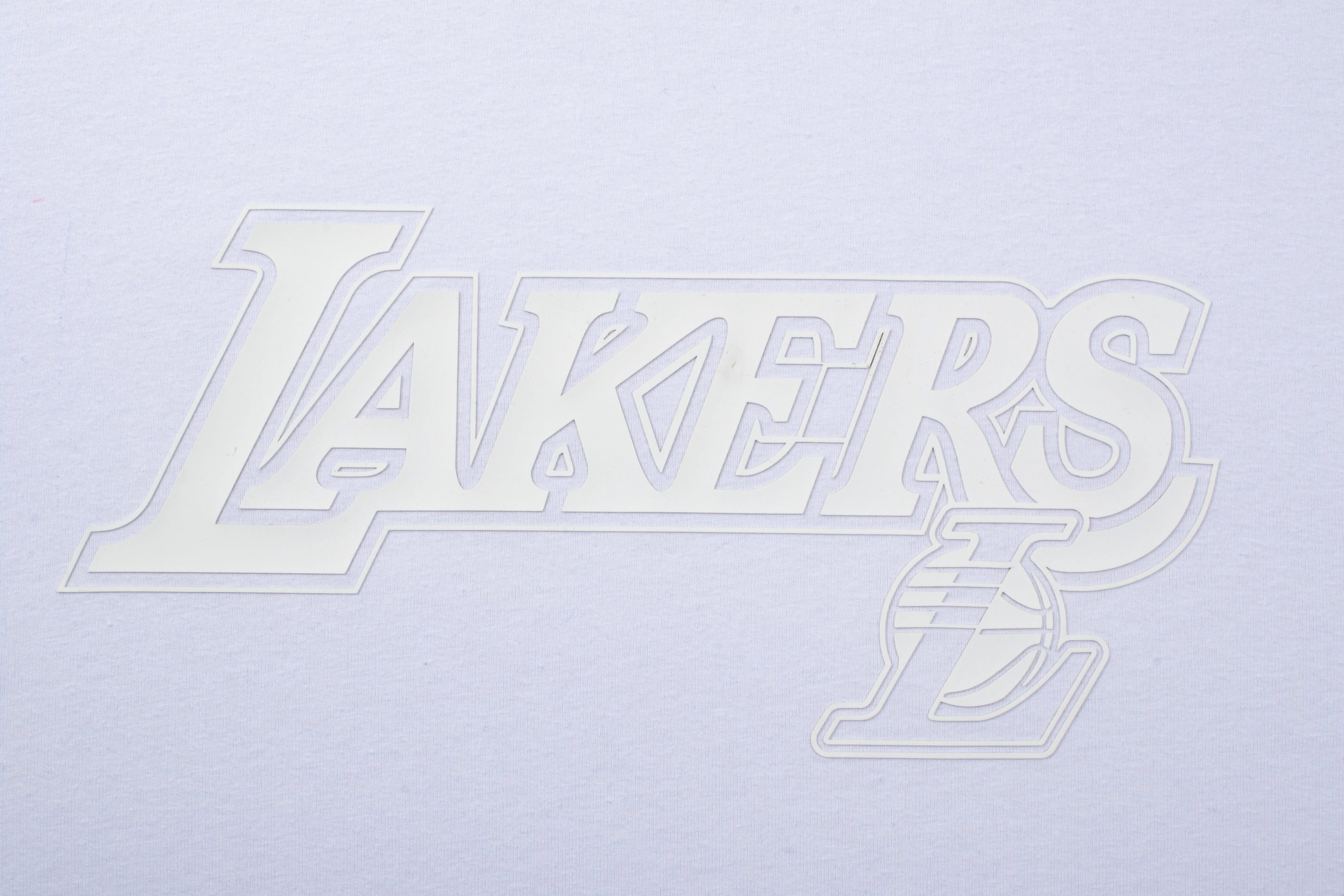 NBA Front HD High Relief Print Loose Fit T-Shirt - LAKERS