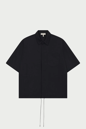 NYLON DRAWCORD SHIRT - BLACK
