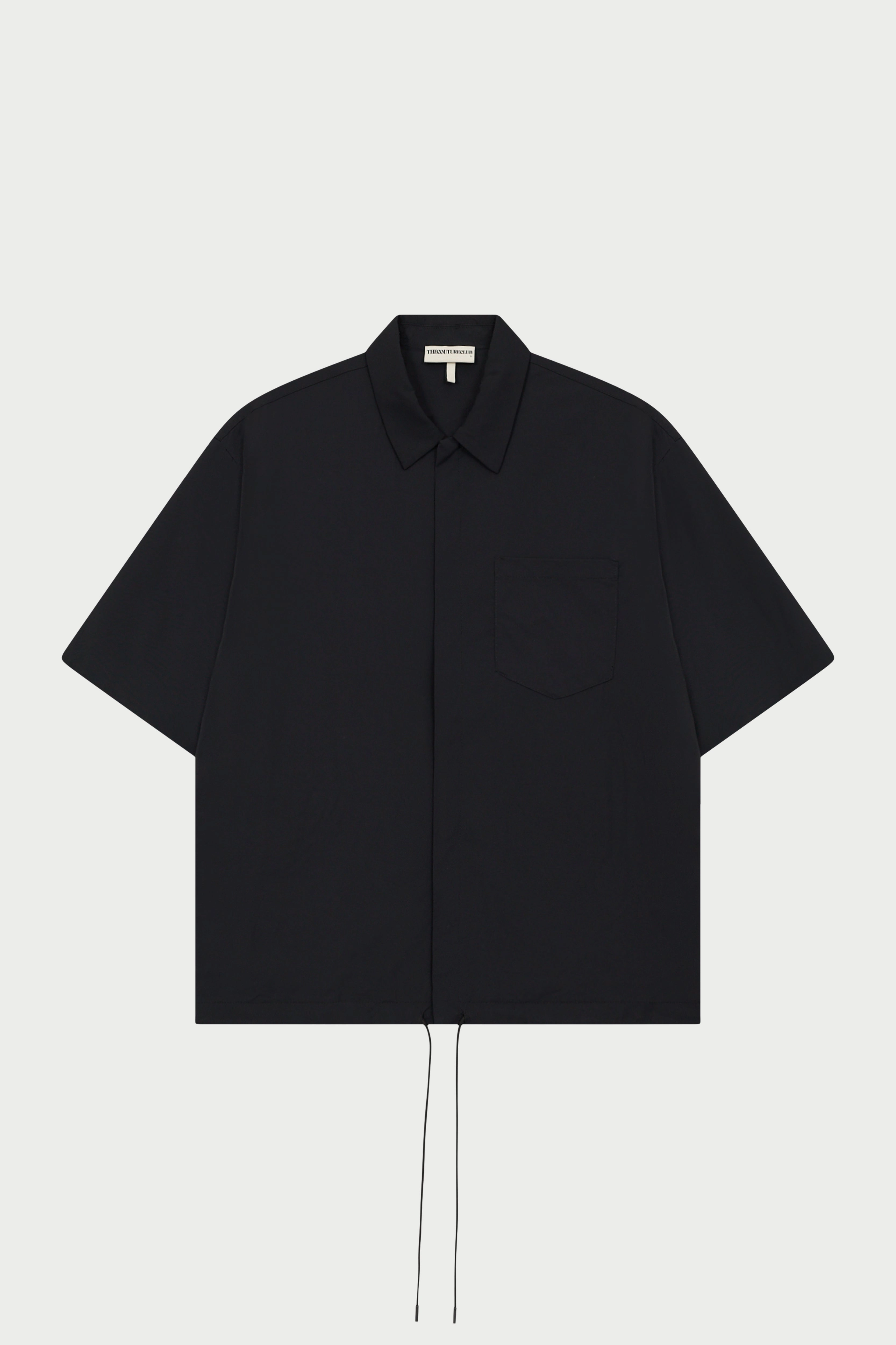 NYLON DRAWCORD SHIRT - BLACK