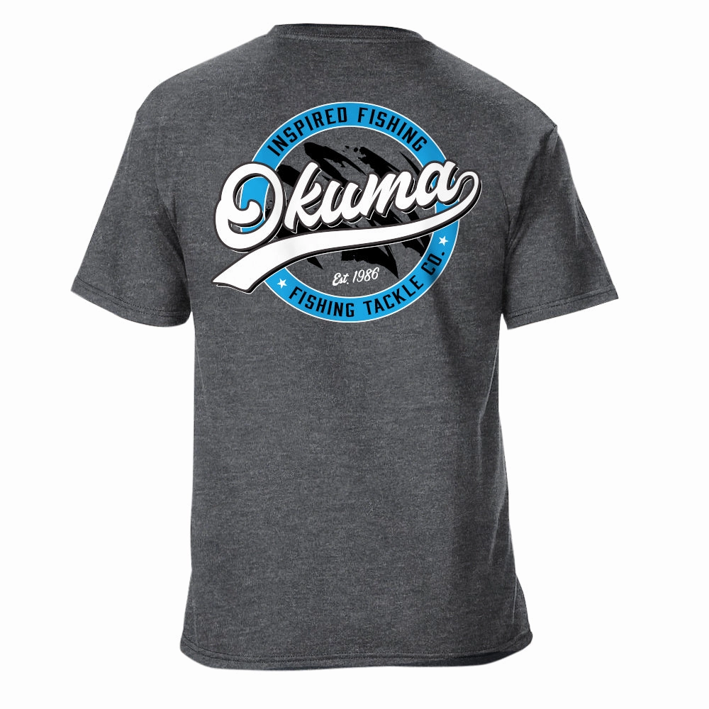 Okuma Short Sleeve T-Shirt in Grey Blue and White 2024