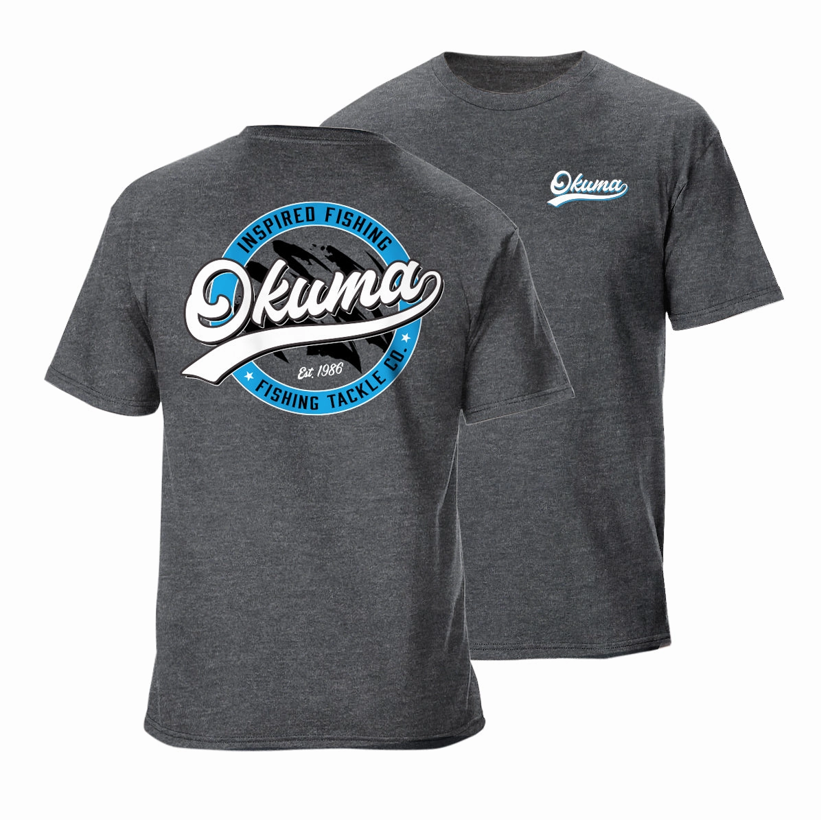 Okuma Short Sleeve T-Shirt in Grey Blue and White 2024