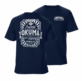 Okuma Short Sleeve T-Shirt in Navy Blue - Vintage Logo 2024