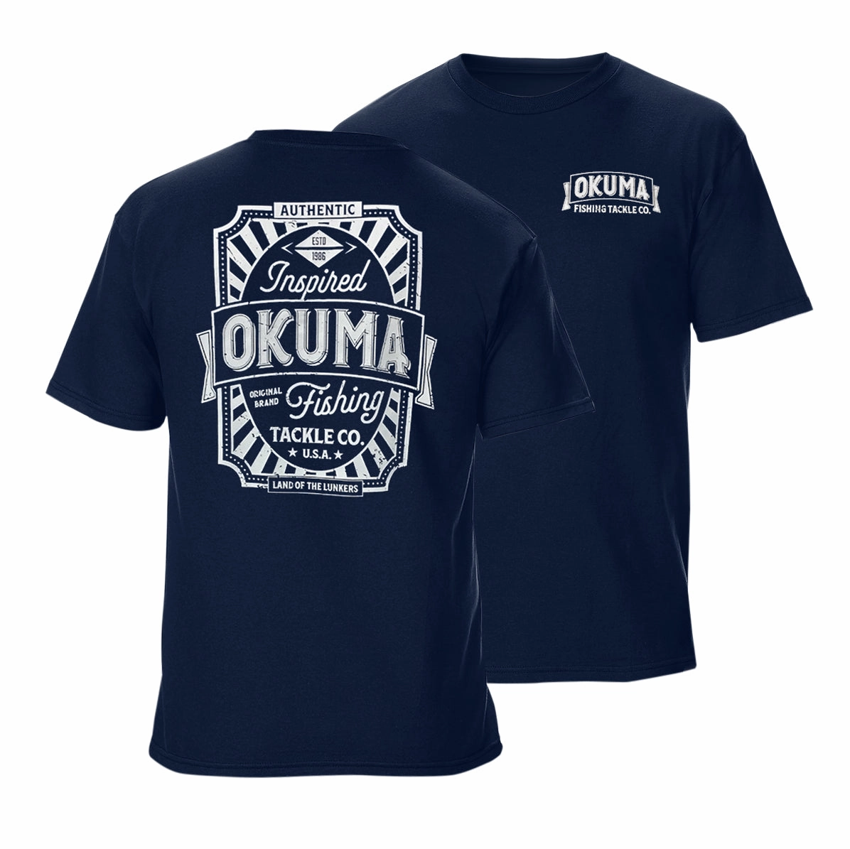 Okuma Short Sleeve T-Shirt in Navy Blue - Vintage Logo 2024