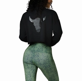 Onzie Cropped Crew Neck Sweatshirt  3753 Steer Head