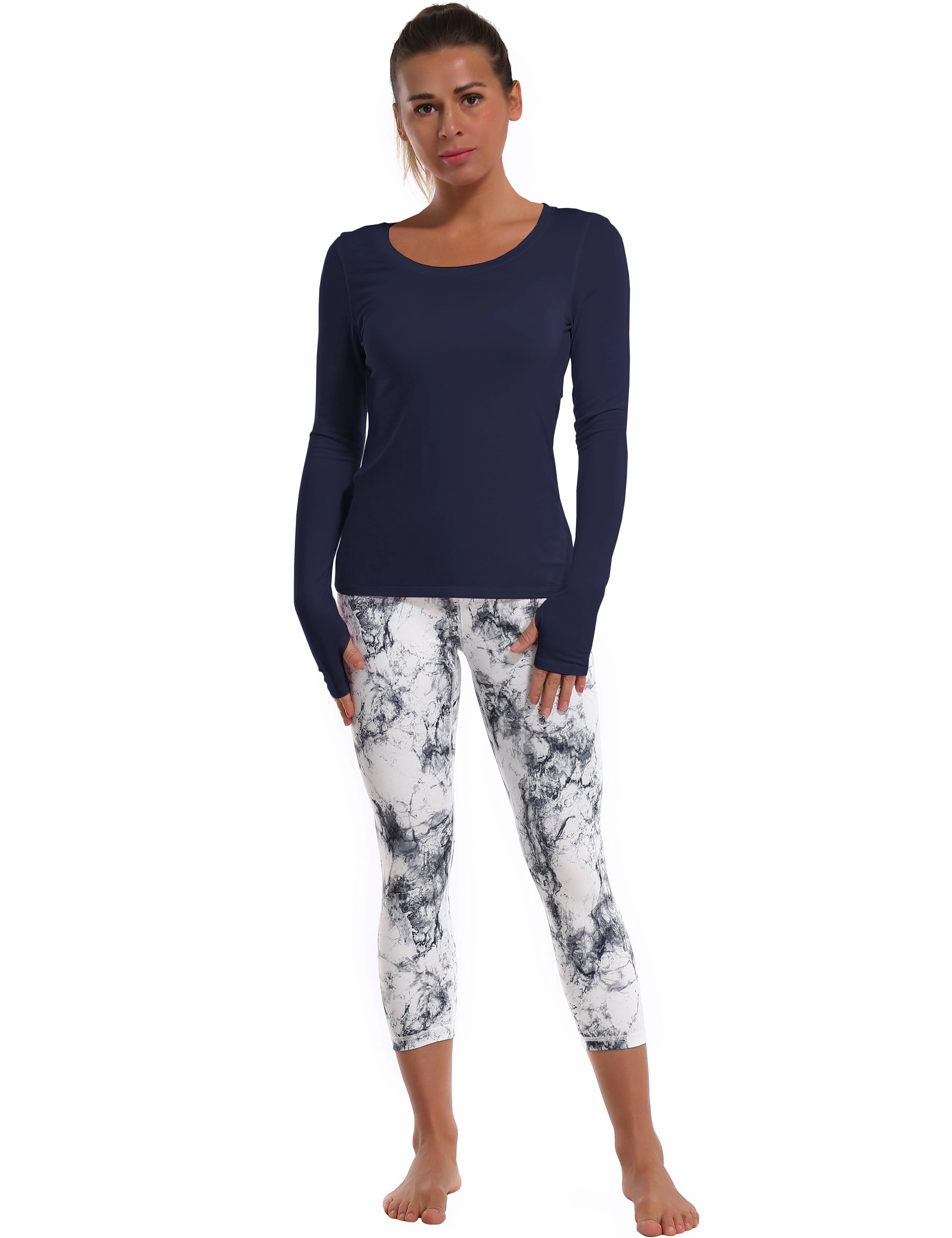 Open Back Long Sleeve Tops darknavy_Golf