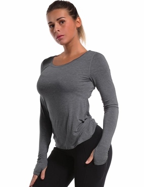 Open Back Long Sleeve Tops heathercharcoal_Golf