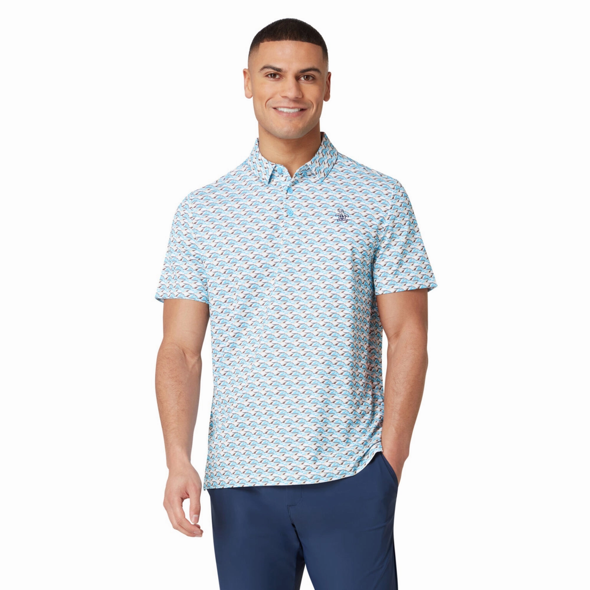 Original Penguin Golf Layered Umbrella Print Polo Shirt