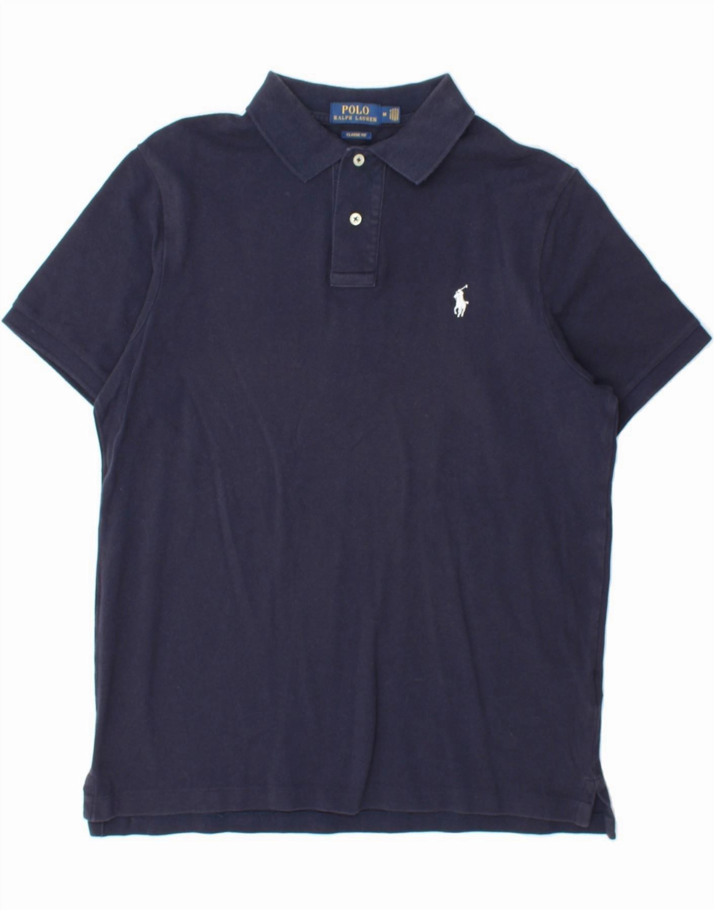 POLO RALPH LAUREN Mens Classic Fit Polo Shirt Medium Navy Blue Cotton