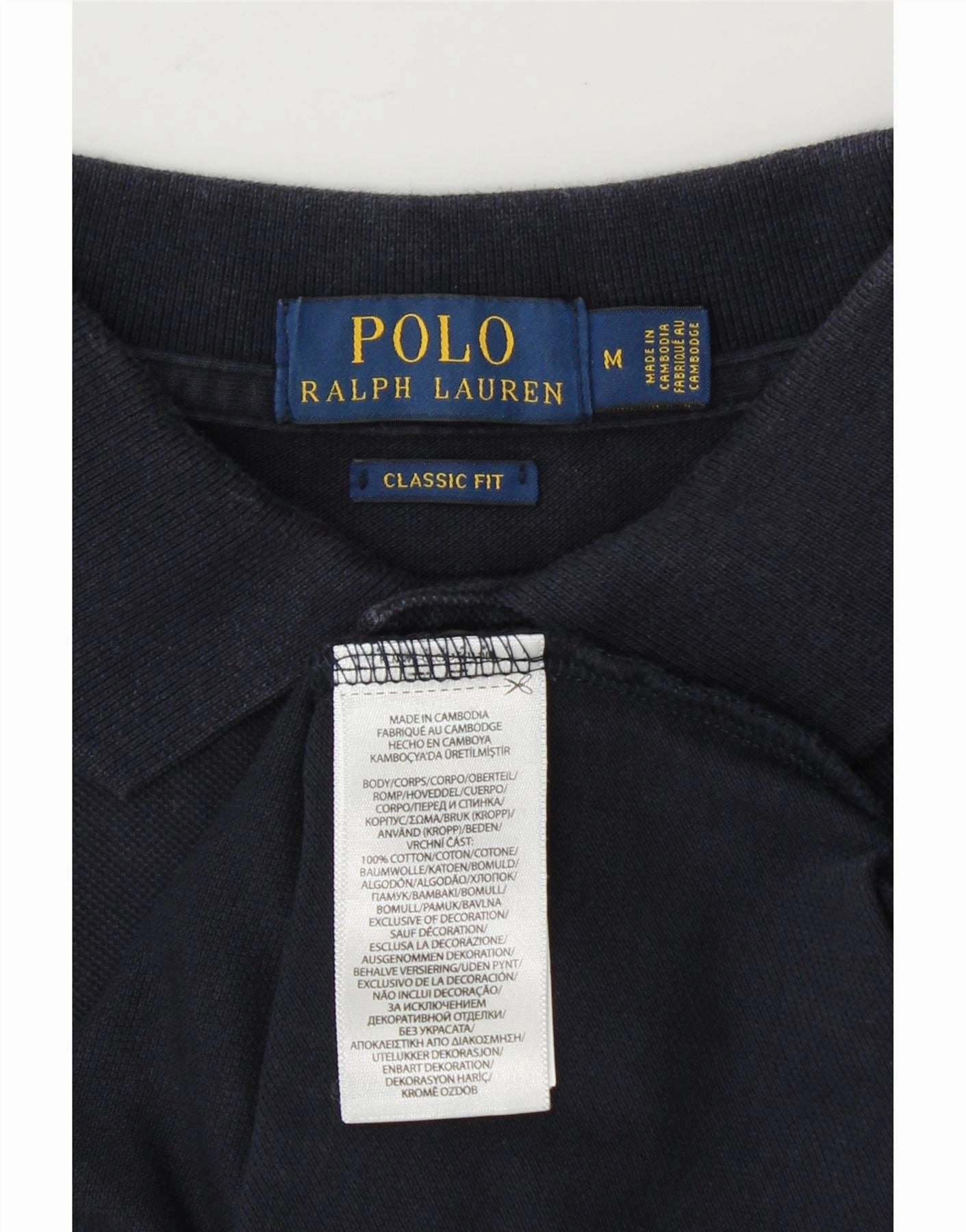 POLO RALPH LAUREN Mens Classic Fit Polo Shirt Medium Navy Blue Cotton