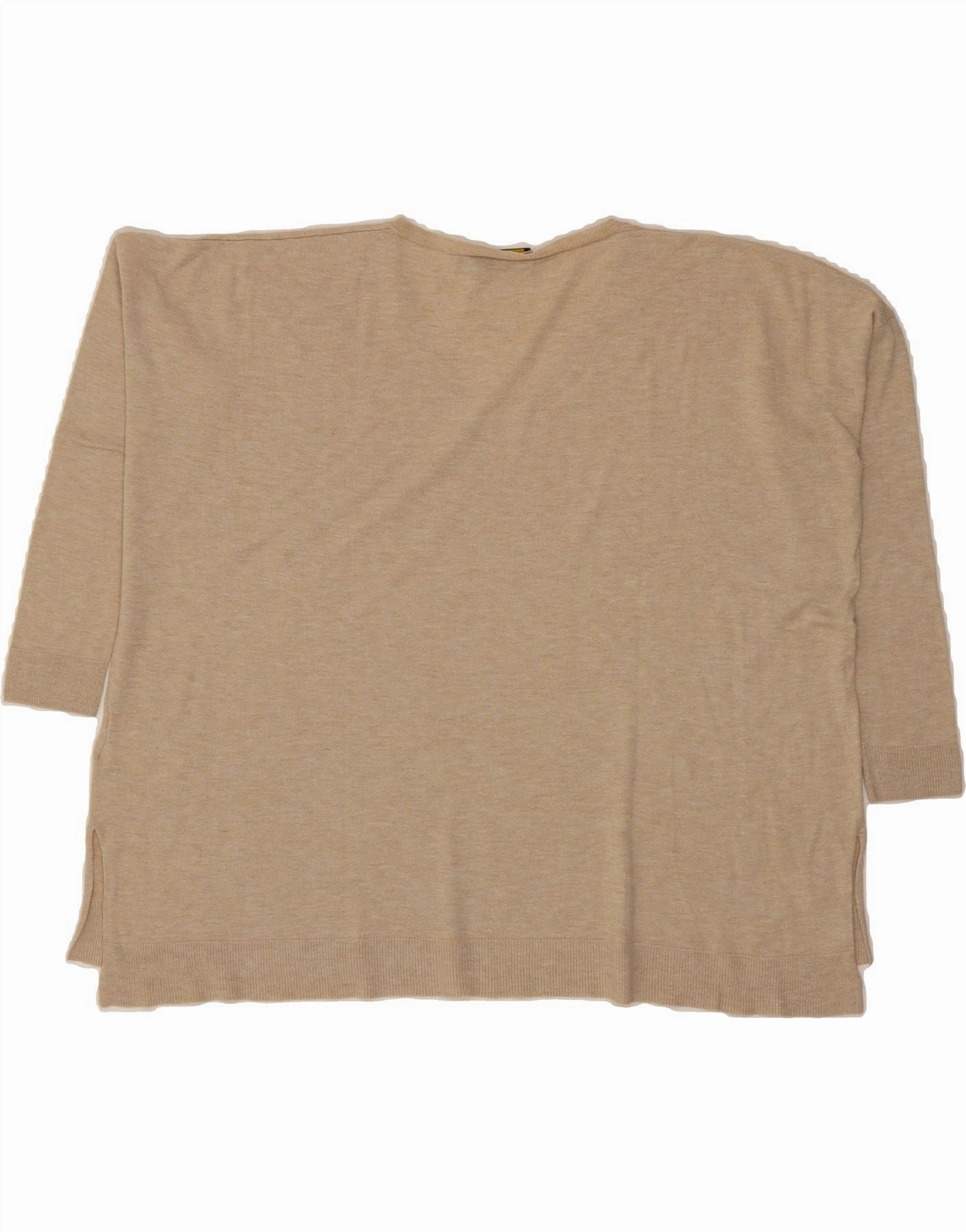 POLO RALPH LAUREN Womens Oversized V-Neck Jumper Sweater UK 10 Small Beige
