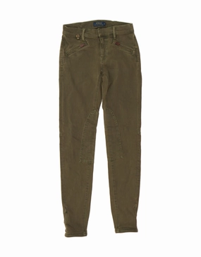 POLO RALPH LAUREN Womens Skinny Casual Trousers W25 L29 Green Cotton