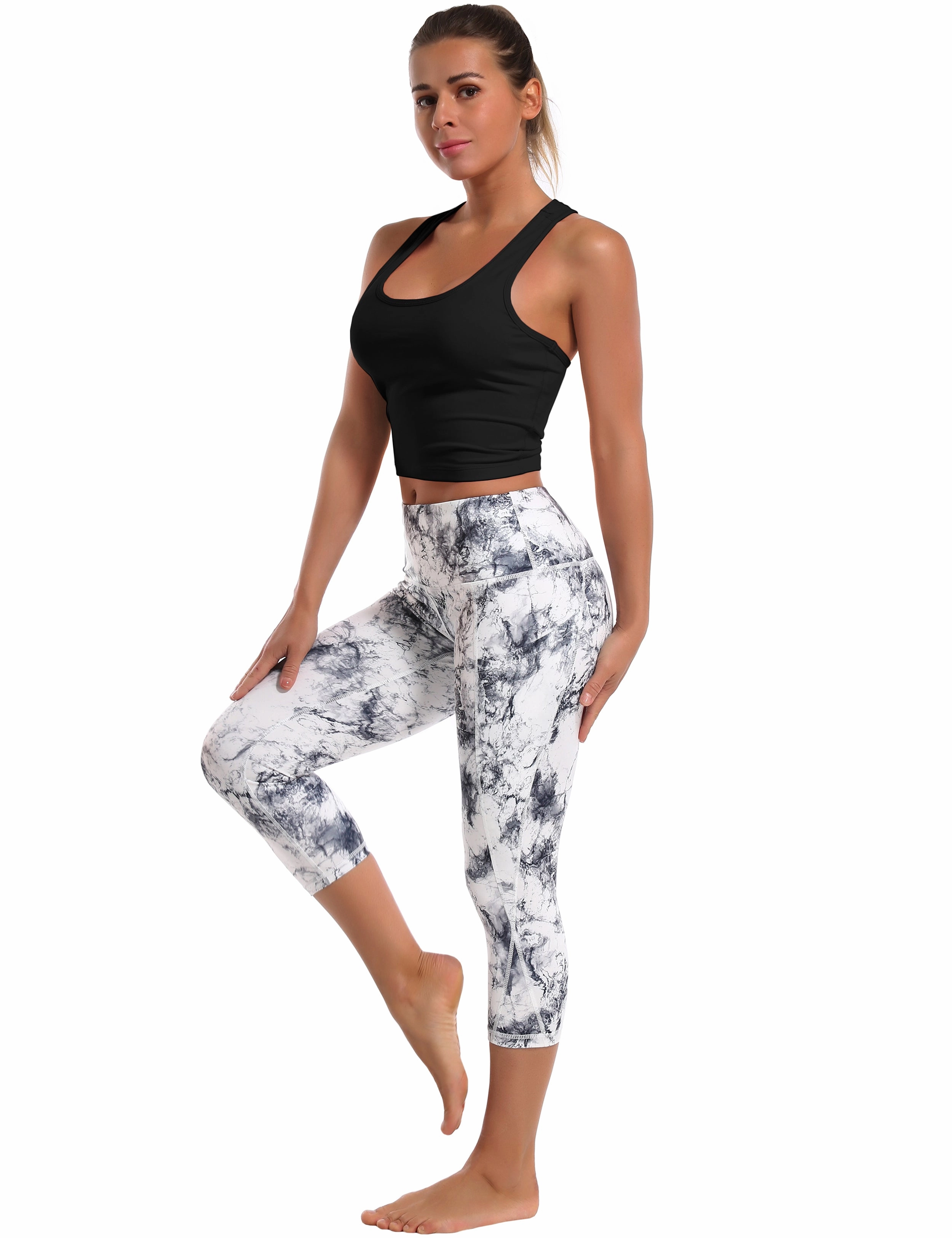 Racerback Athletic Crop Tank Tops black_Golf