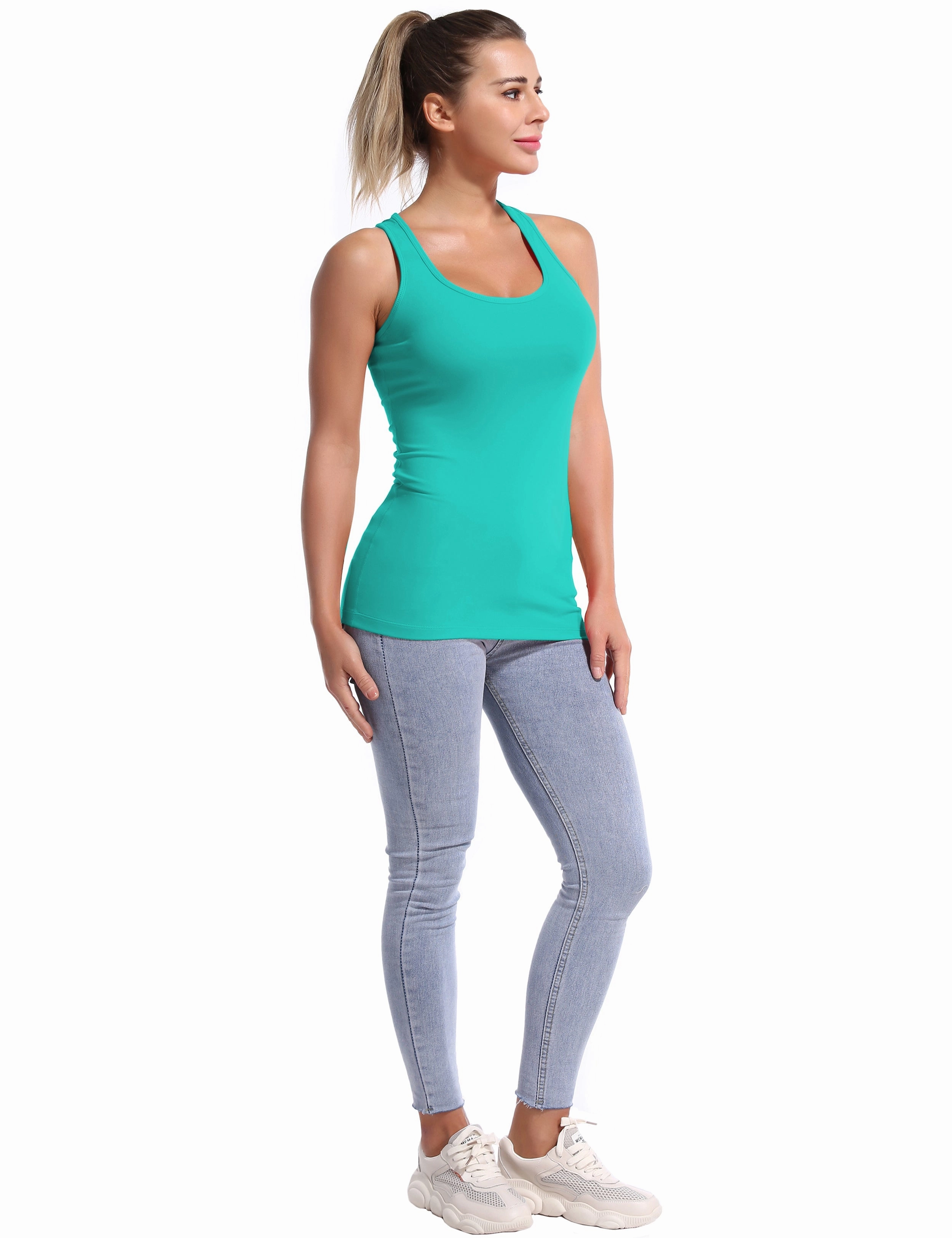 Racerback Athletic Tank Tops cyan_Golf