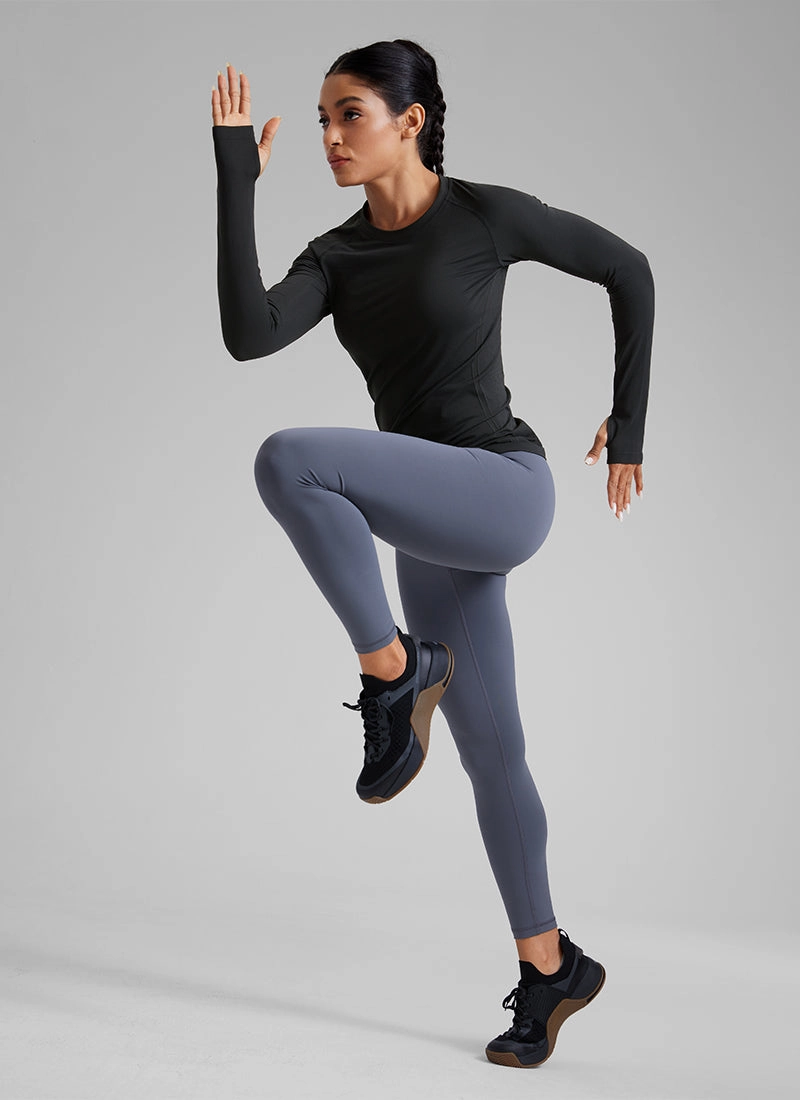 Seamless Crew Neck Workout Long Sleeve Shirts