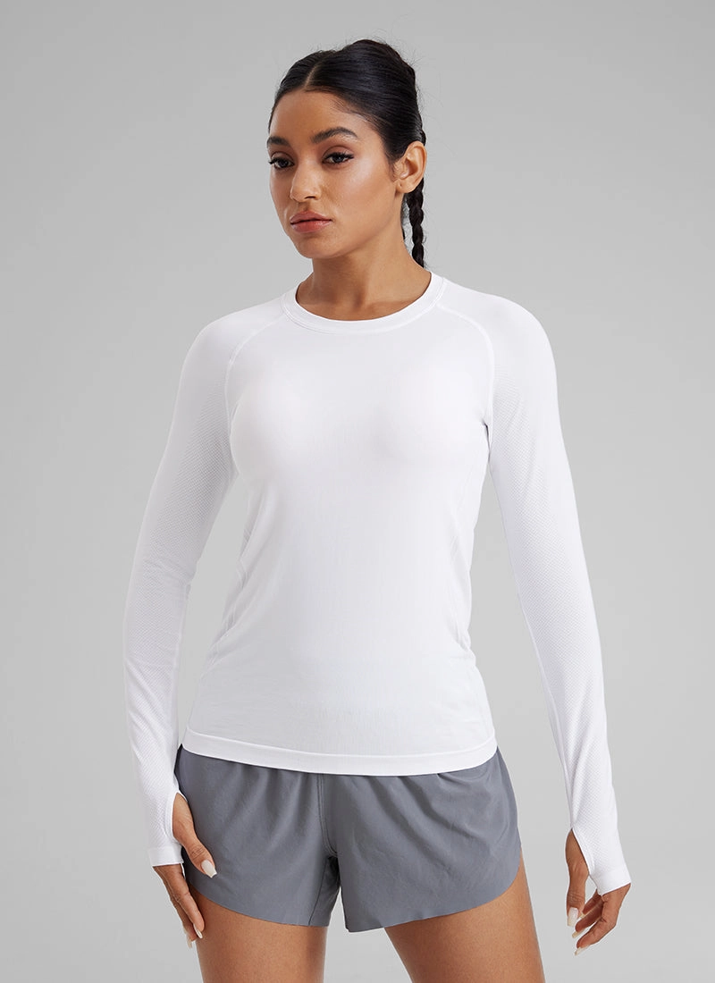 Seamless Crew Neck Workout Long Sleeve Shirts